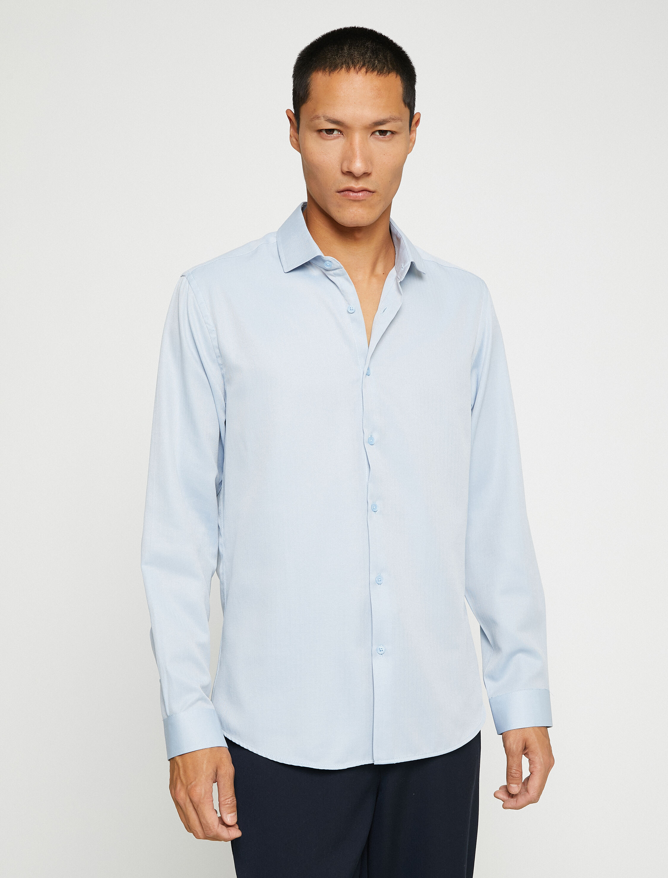   Basic Gömlek Klasik Manşet Yaka Uzun Kollu Non Iron