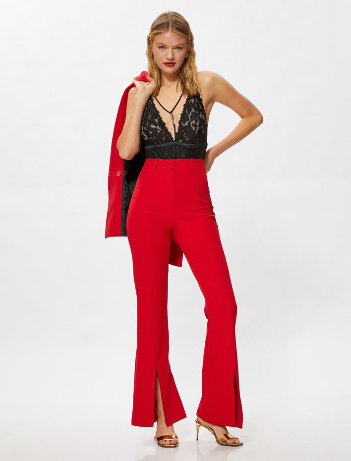  Bodysuit Dantelli Tül Zincir Detaylı