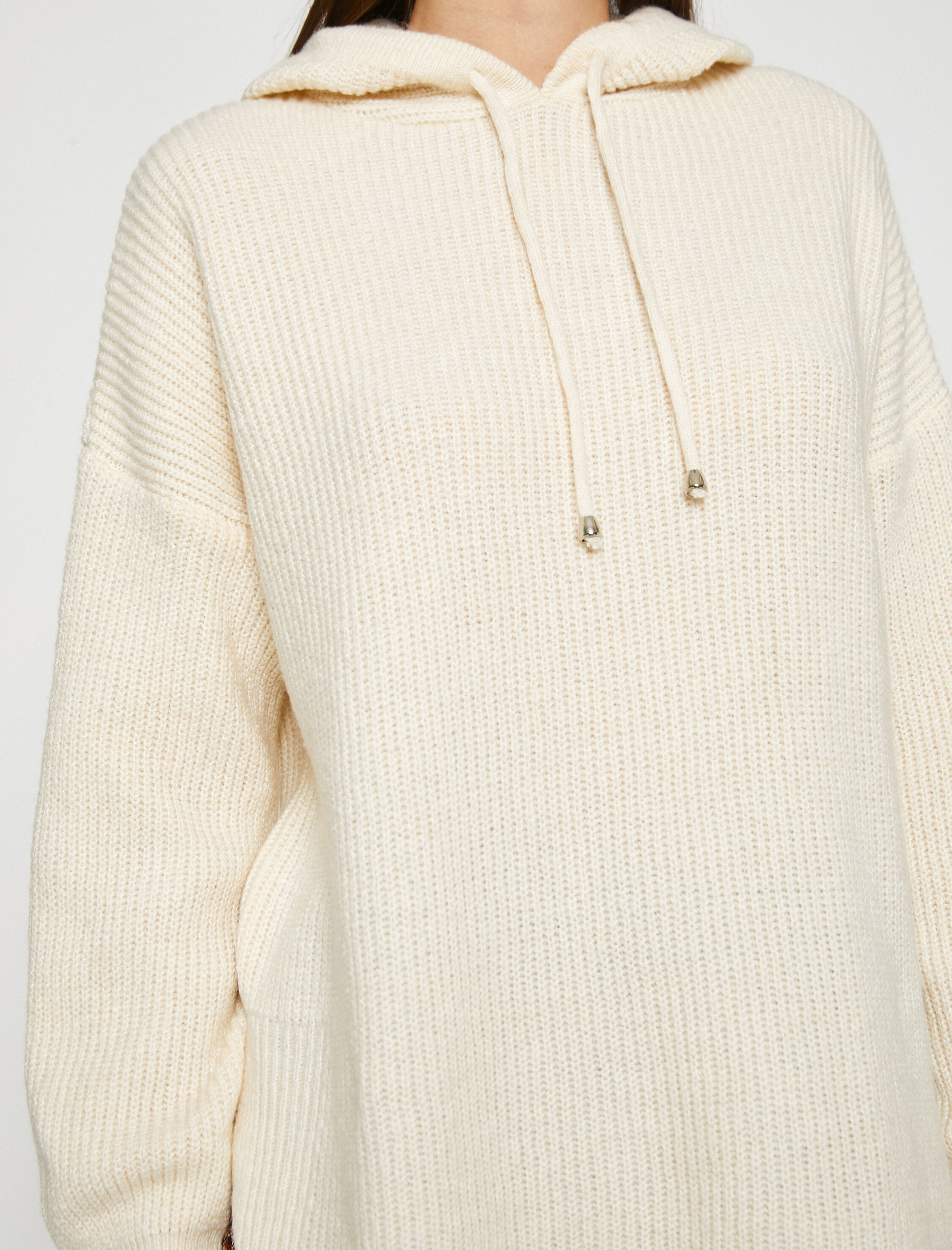   Kapüşonlu Tunik Örgü Uzun Kollu