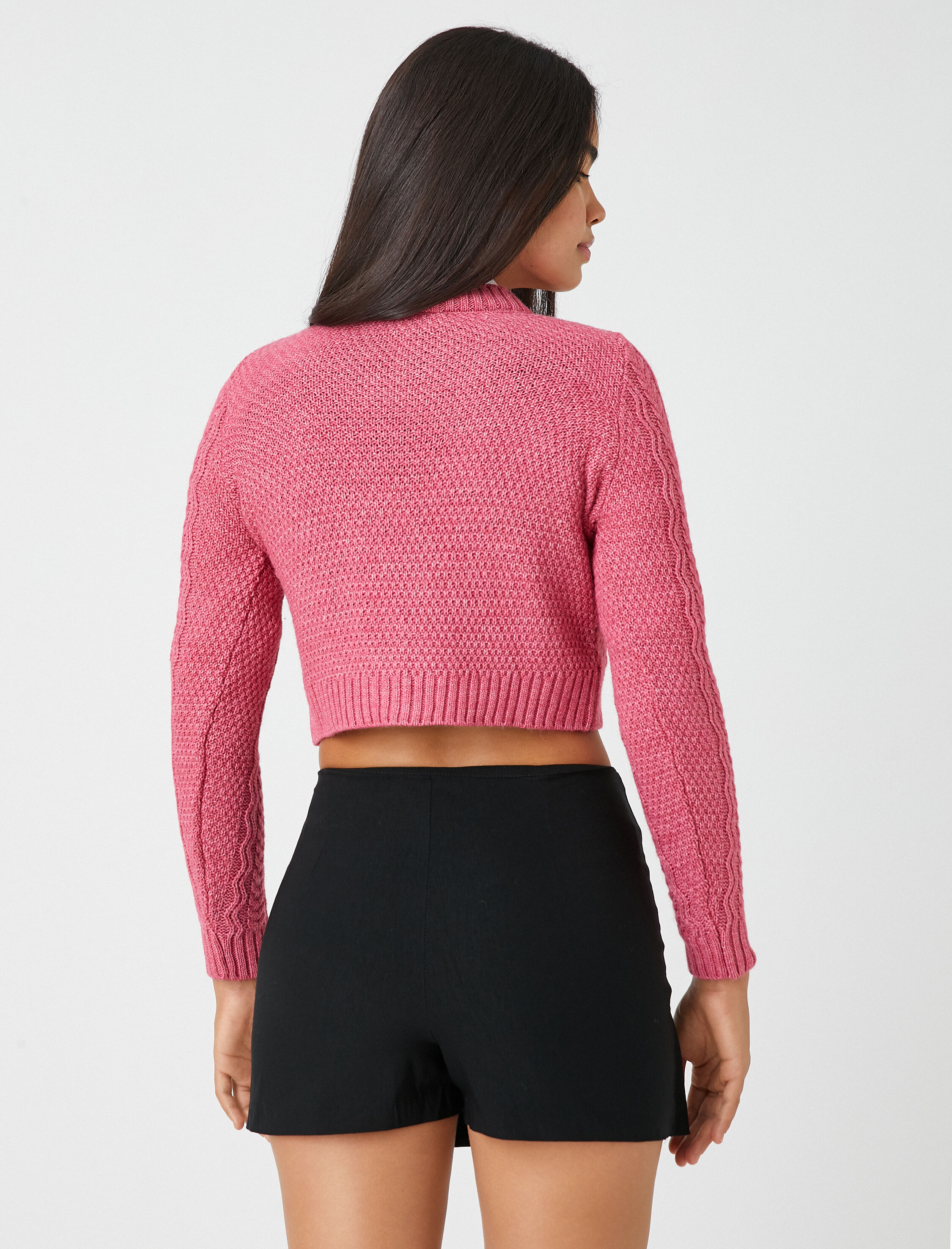   Crop Triko Kazak Örgü Desenli