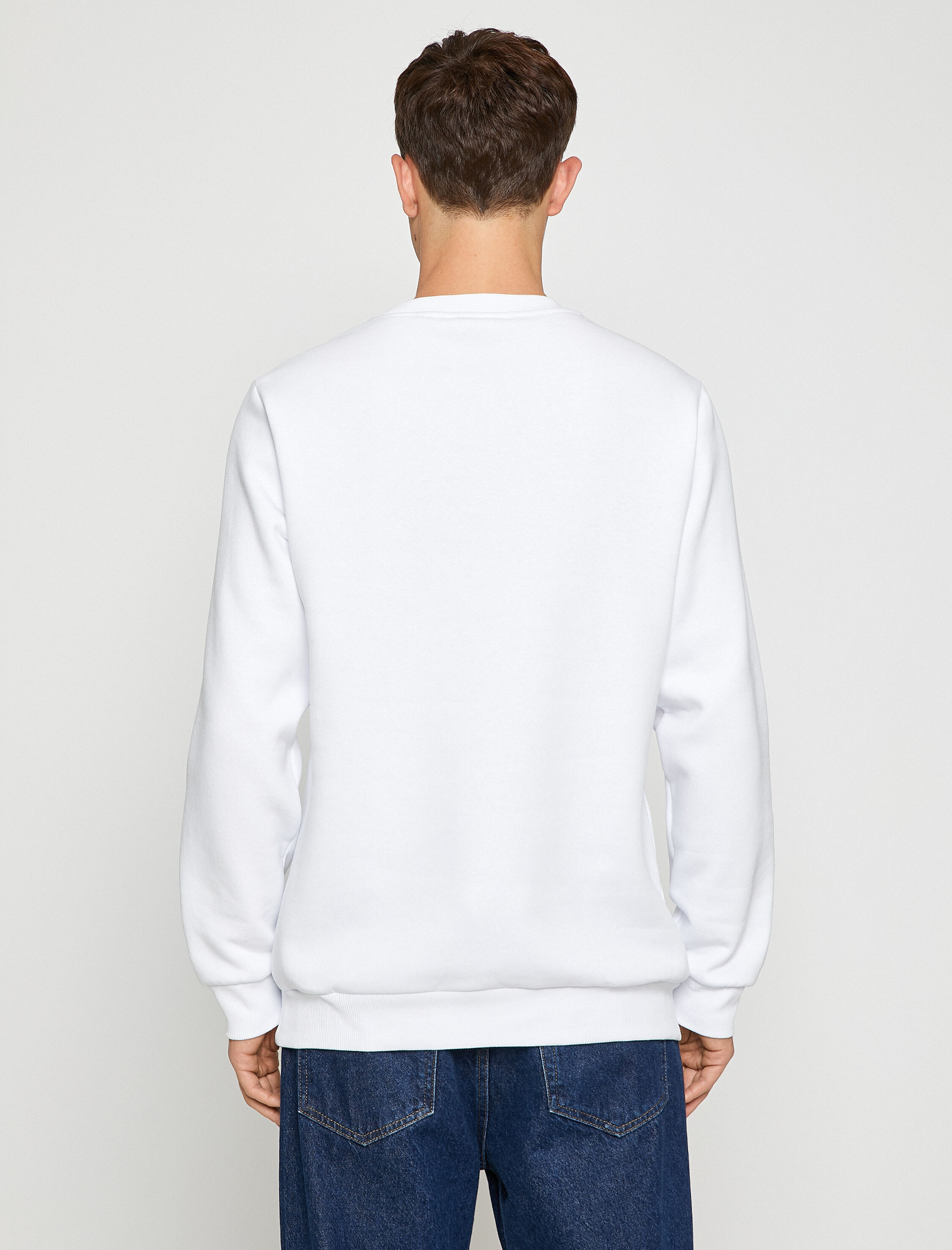   Kolej Baskılı Sweatshirt Şardonlu Bisiklet Yaka