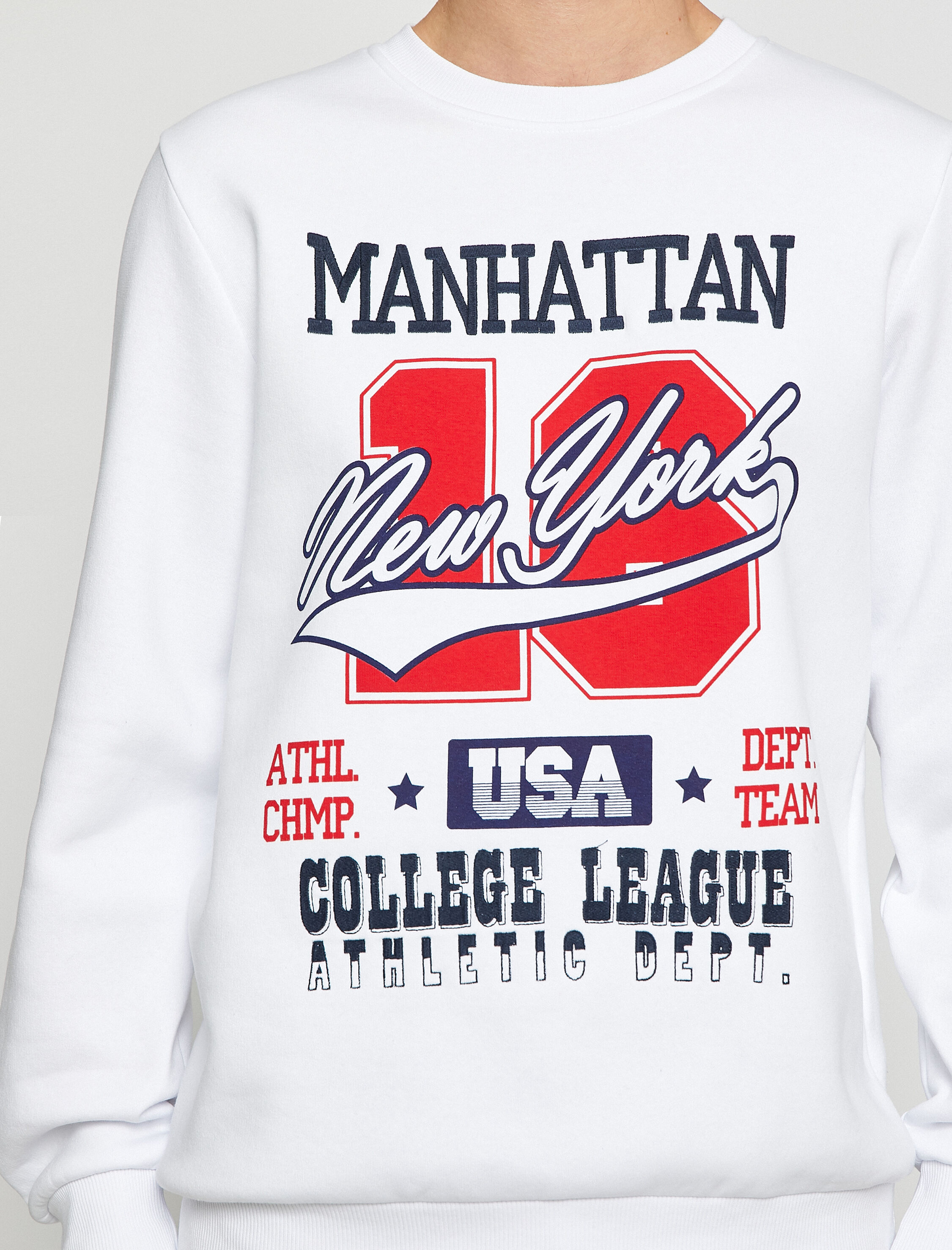   Kolej Baskılı Sweatshirt Şardonlu Bisiklet Yaka