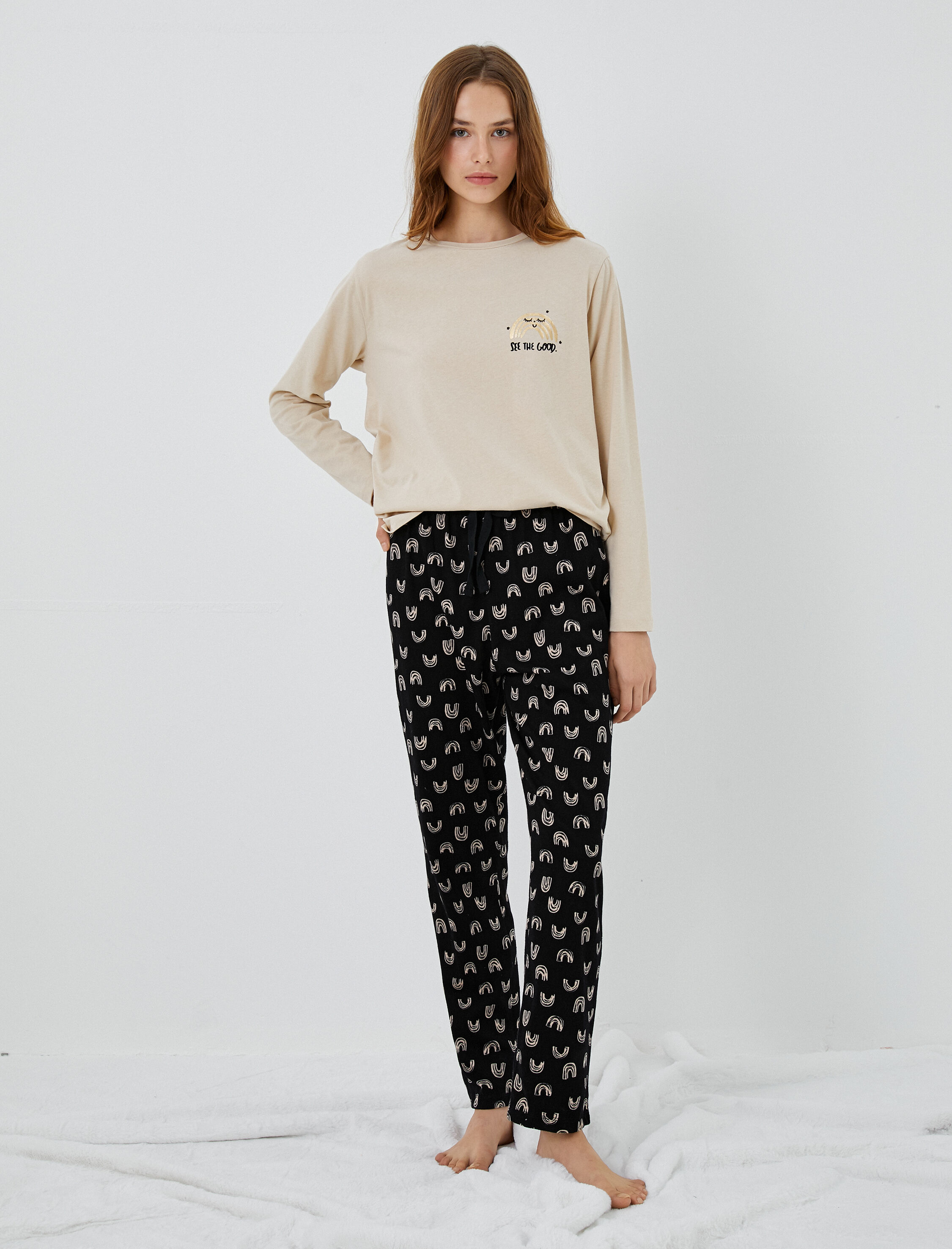   Pamuklu Kışlık Pijama Takımı Yumuşak Dokulu