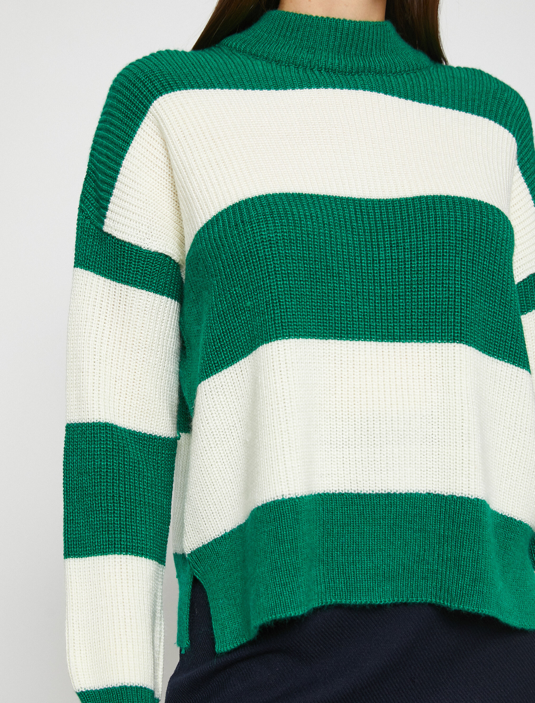   Bisiklet Yaka Triko Kazak Örgü Uzun Kollu