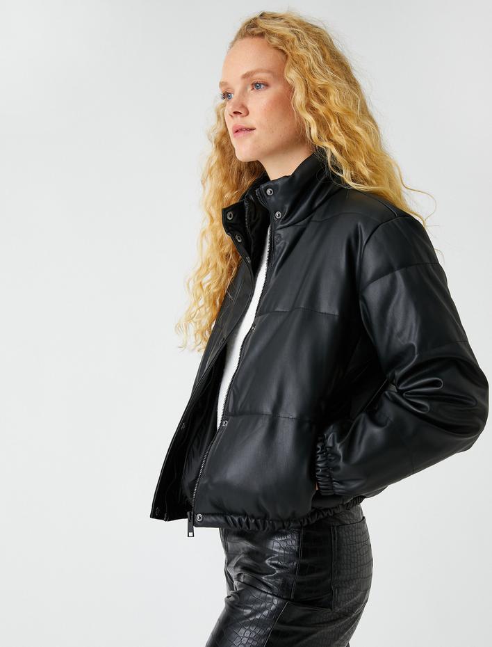  Suni Deri Şişme Mont