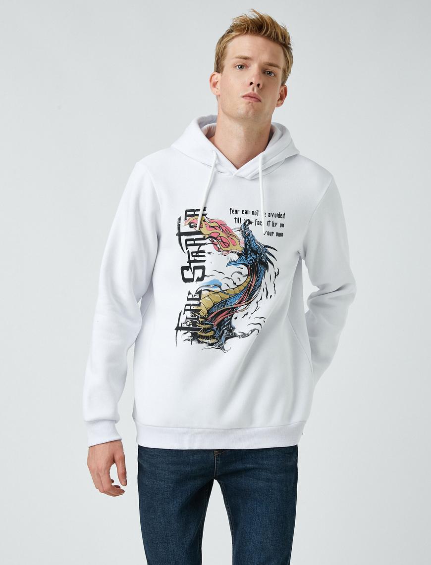   Baskılı Basic Sweatshirt Şardonlu