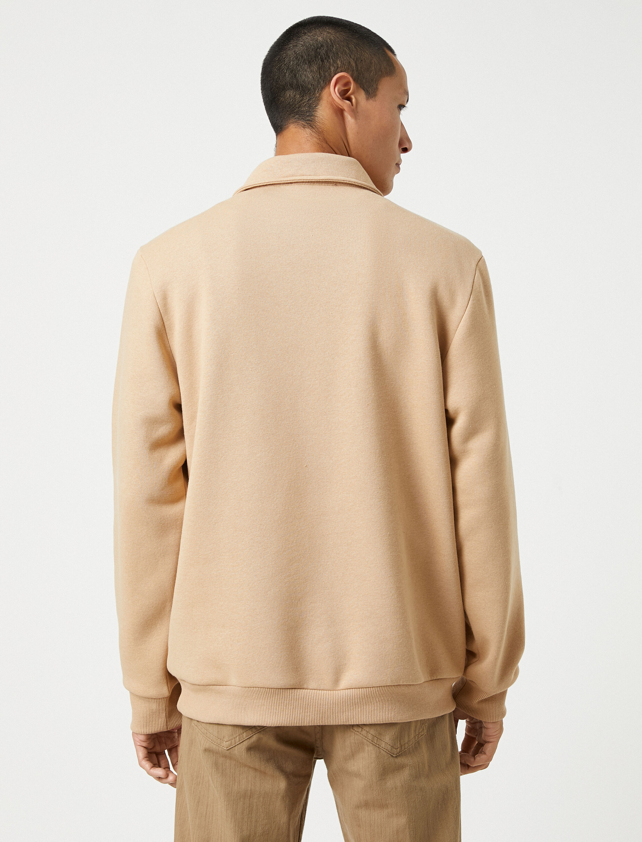   Polo Yaka Sweatshirt Cepli Yarım Fermuarlı Uzun Kollu
