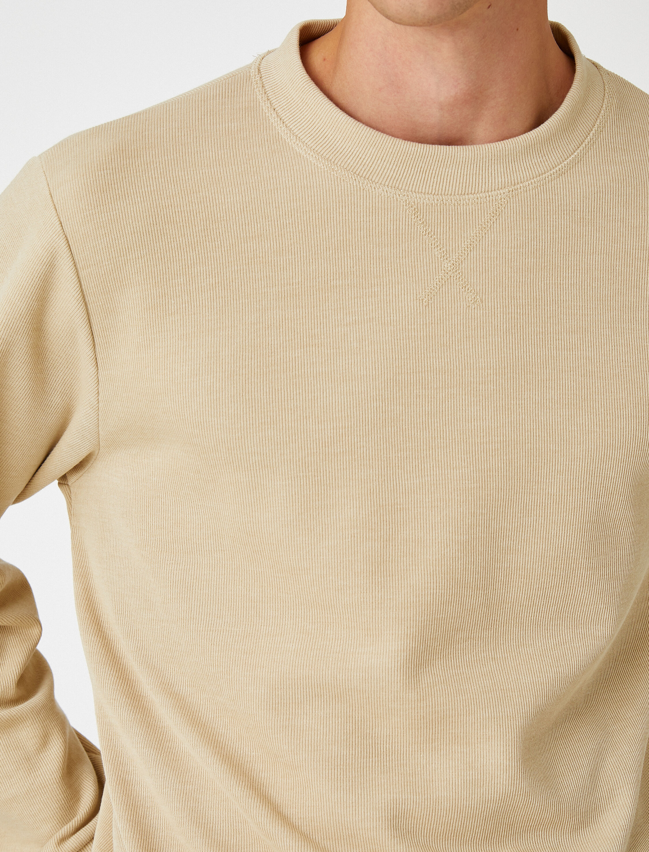 Basic Kazak Triko Bisiklet Yaka Uzun Kollu