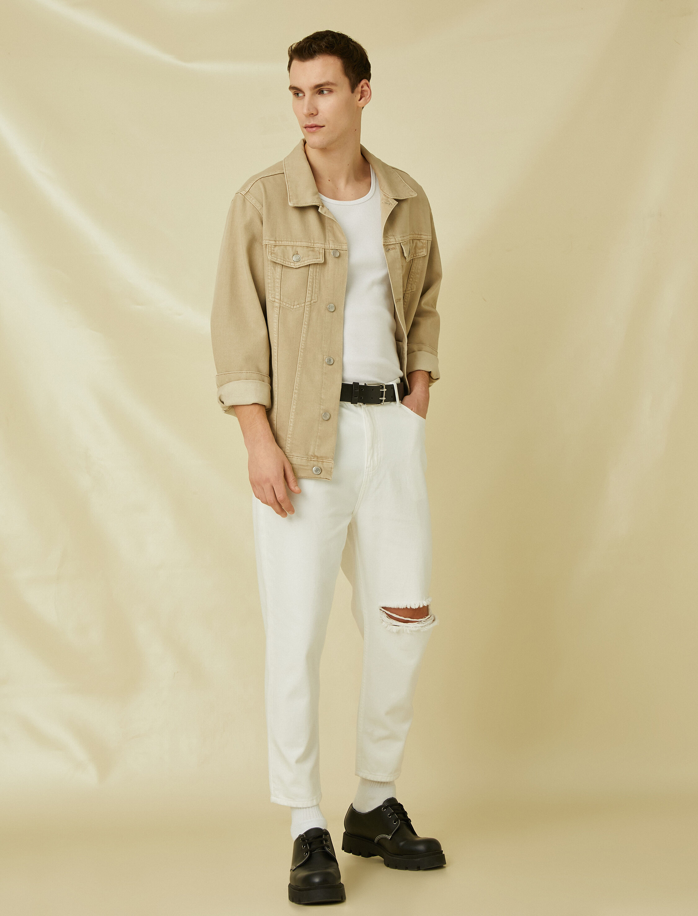   Basic Kot Ceket Düğmeli Cep Detaylı Klasik Yaka