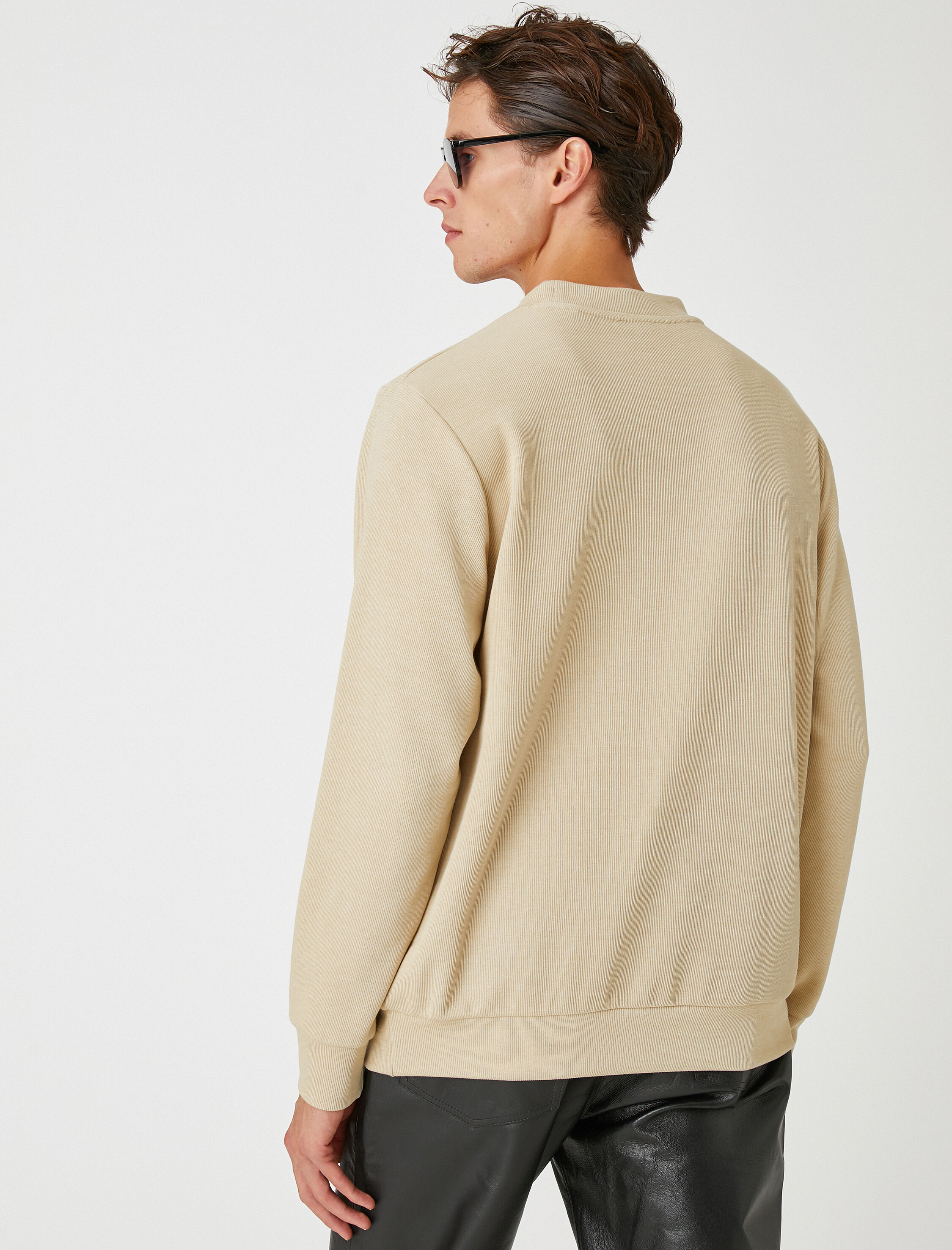 Basic Kazak Triko Bisiklet Yaka Uzun Kollu