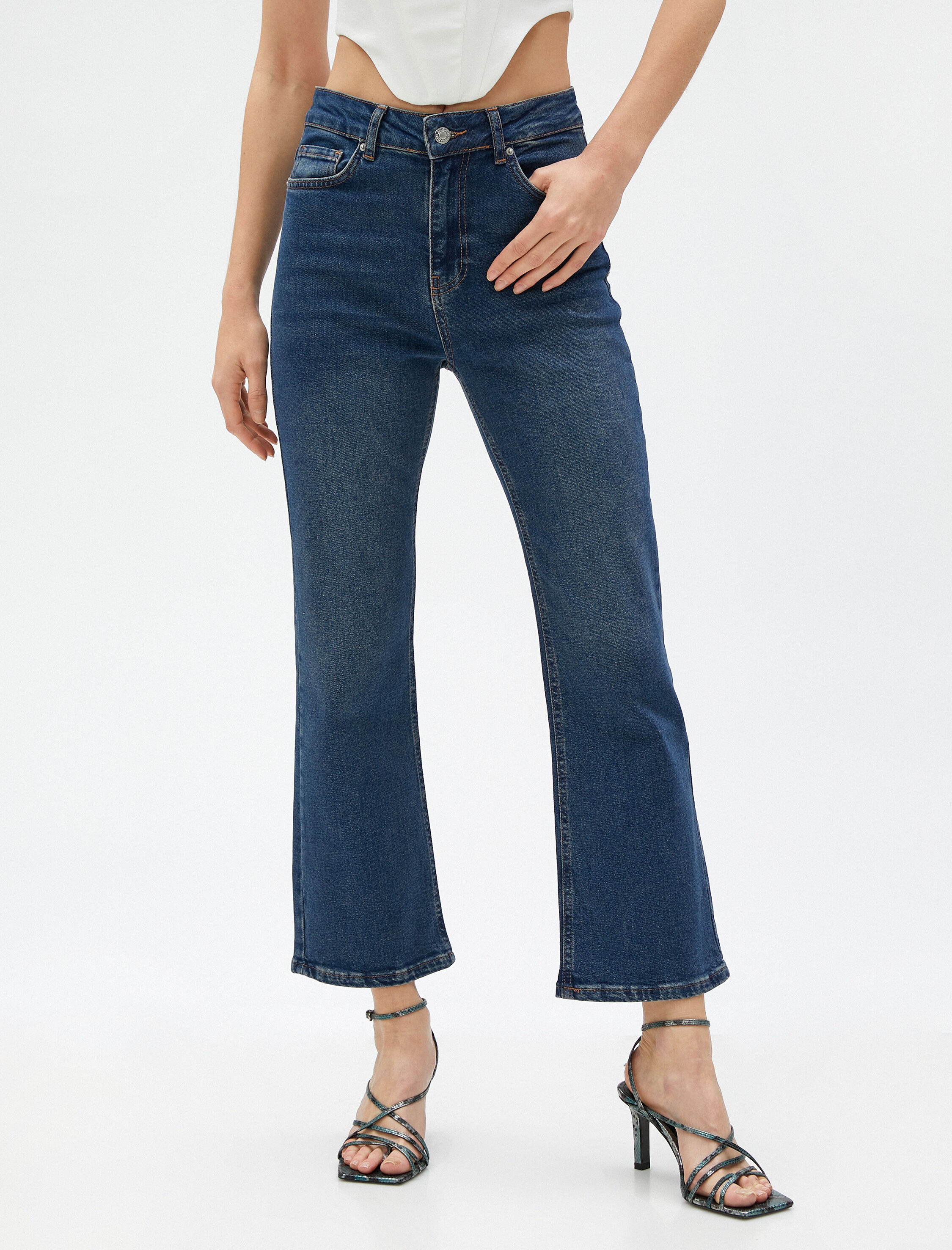   İspanyol Paça Kot Pantolon - Crop Jean