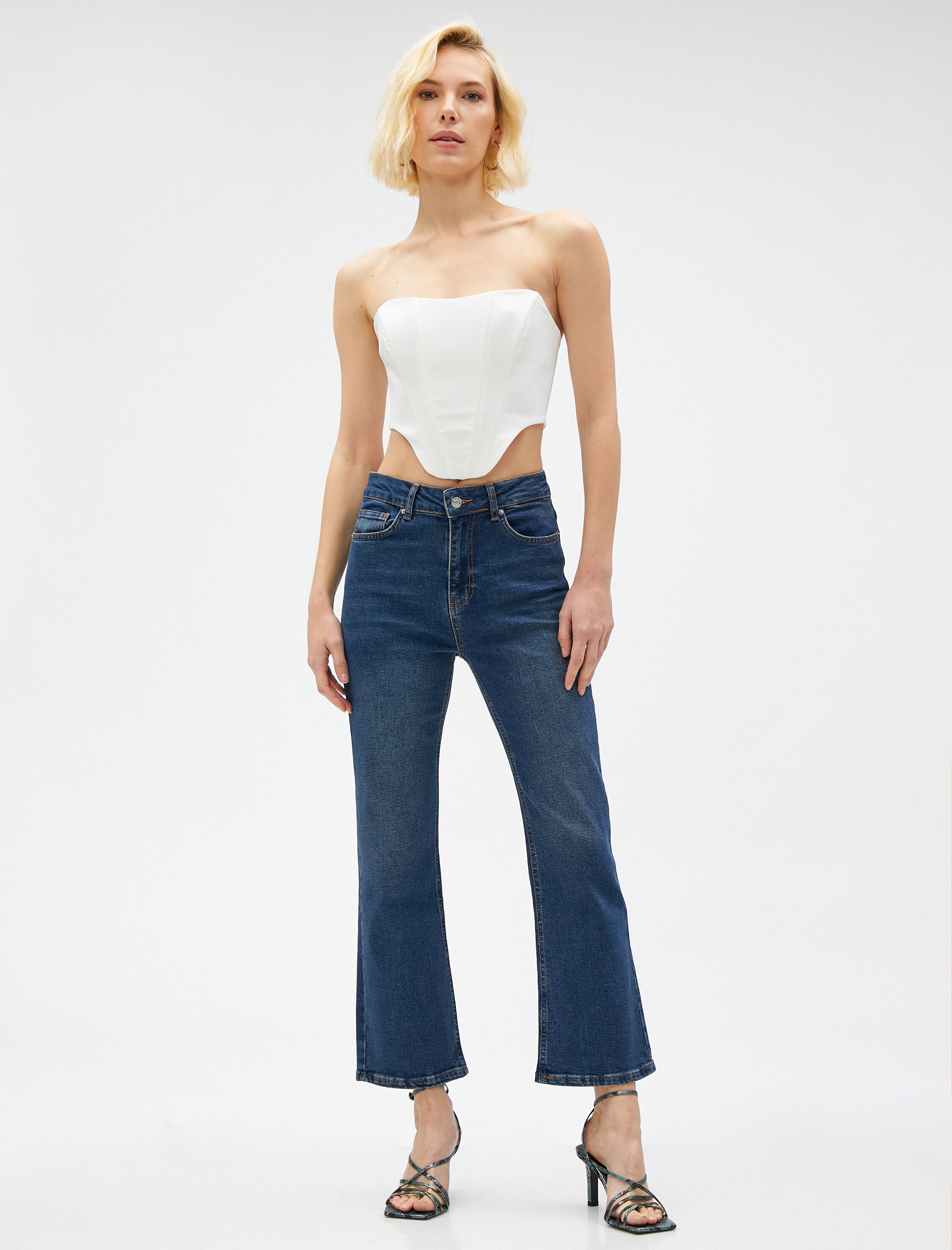   İspanyol Paça Kot Pantolon - Crop Jean