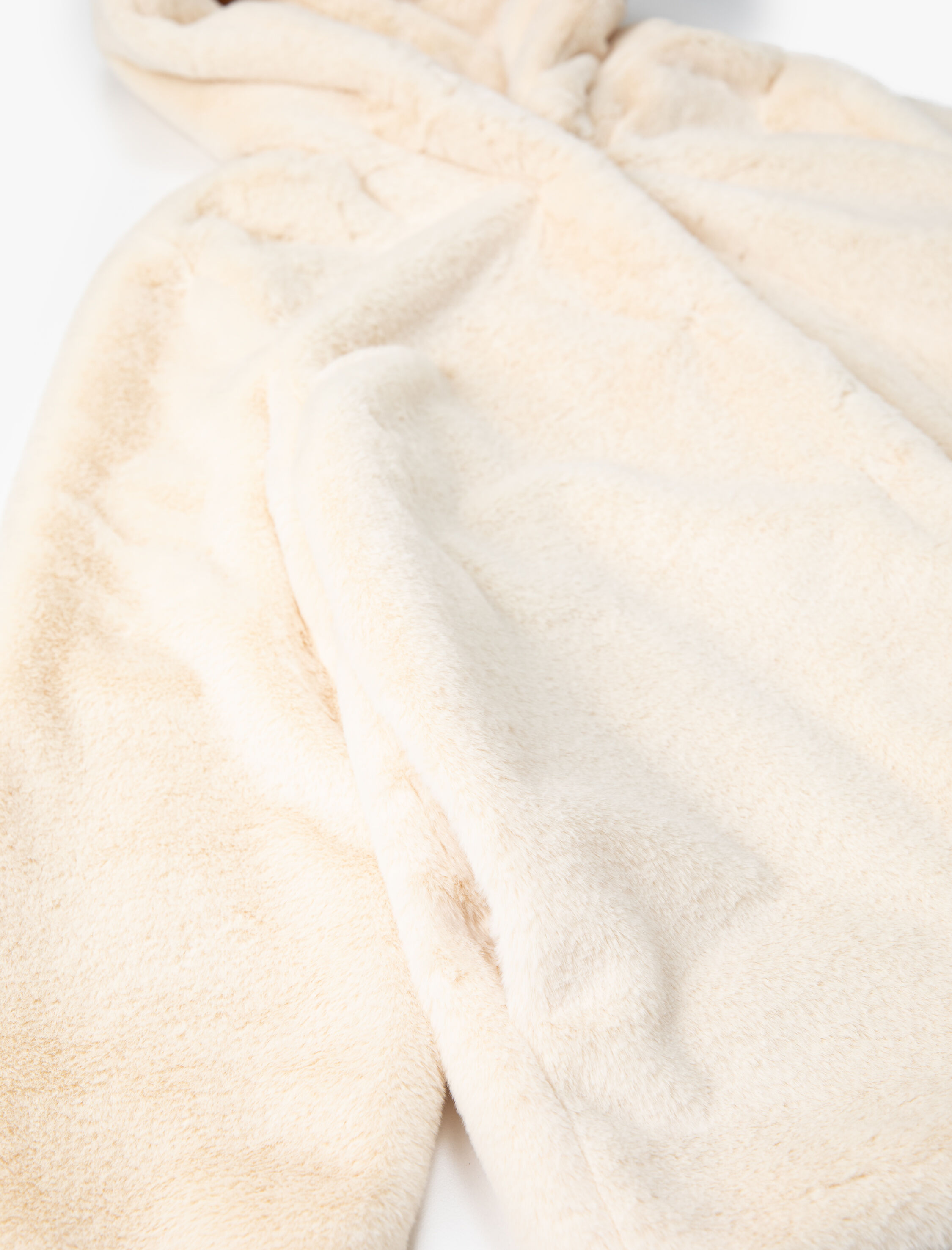 Kapüşonlu Oversize Peluş Kısa Kaban