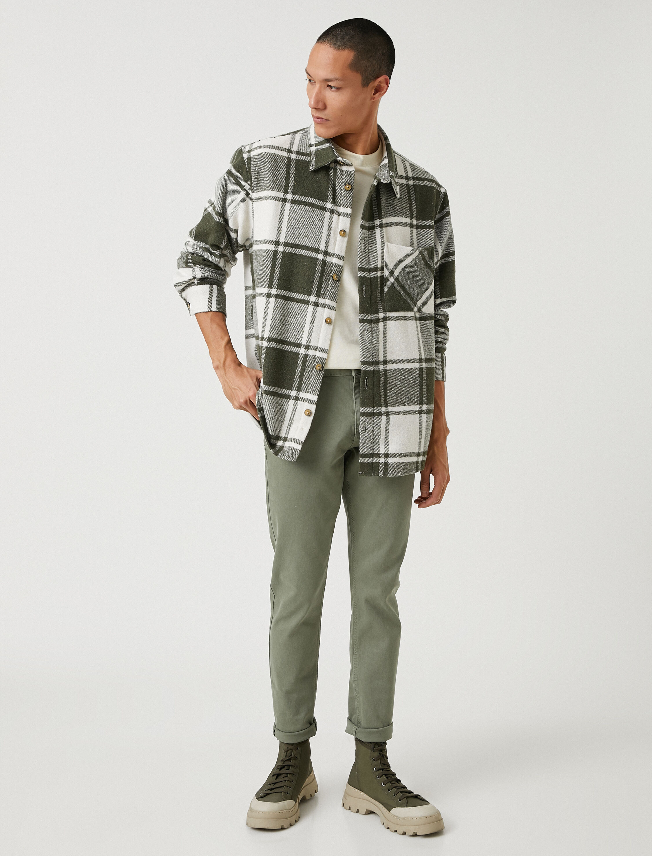   Basic Dokuma Pantolon Düğme Detaylı 5 Cepli