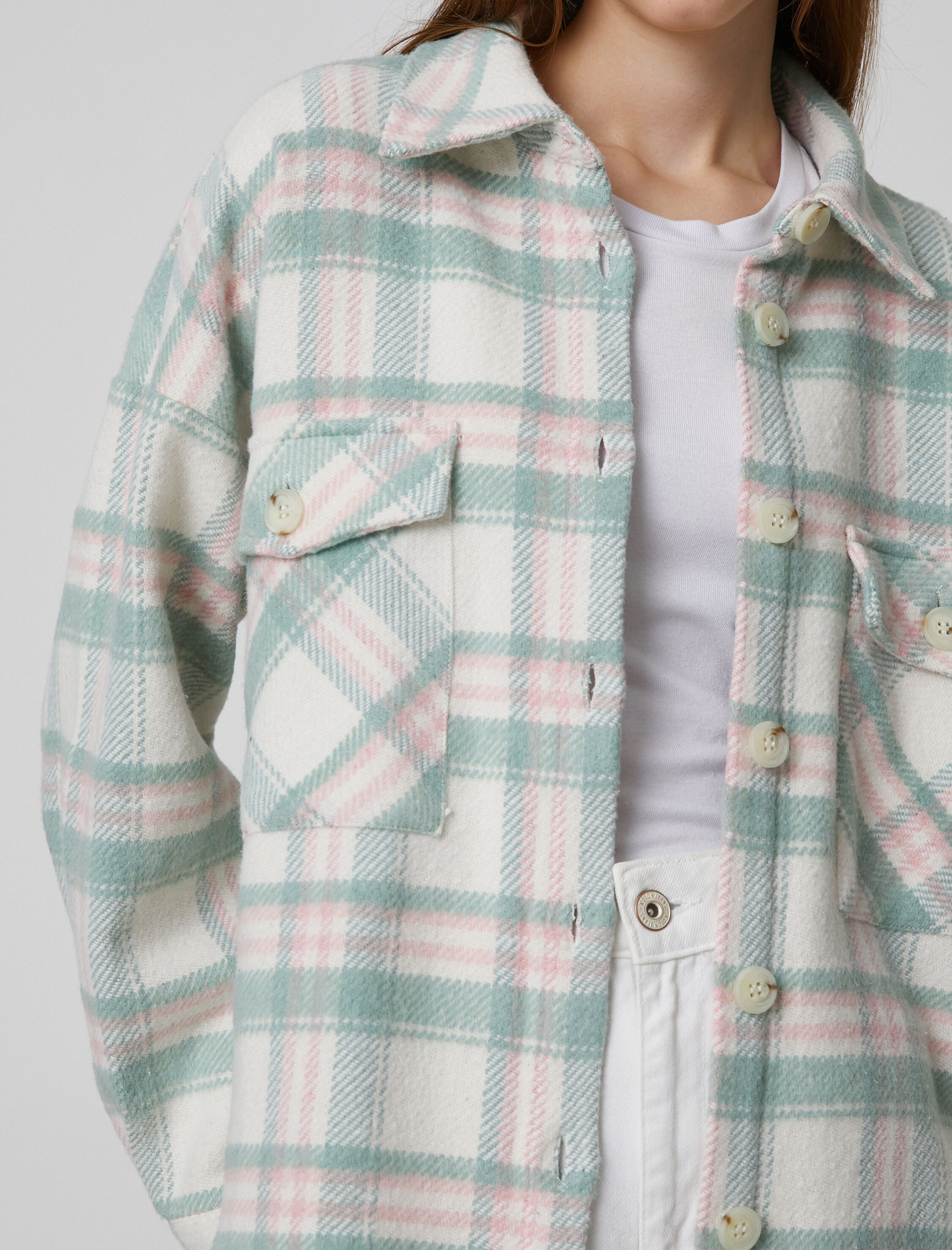   Oduncu Gömlek Ceket Cep Detaylı Düğmeli Uzun Kollu