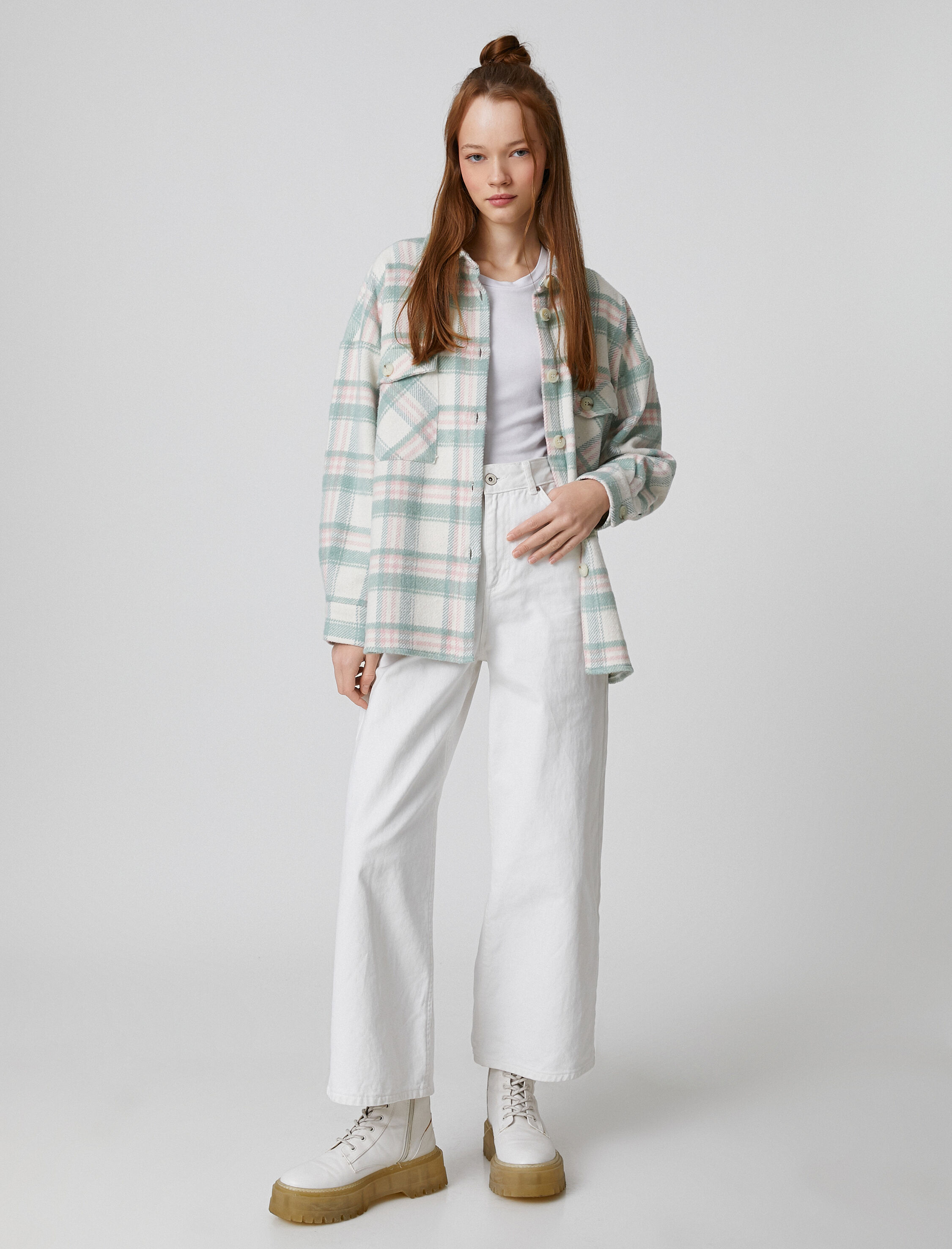   Oduncu Gömlek Ceket Cep Detaylı Düğmeli Uzun Kollu