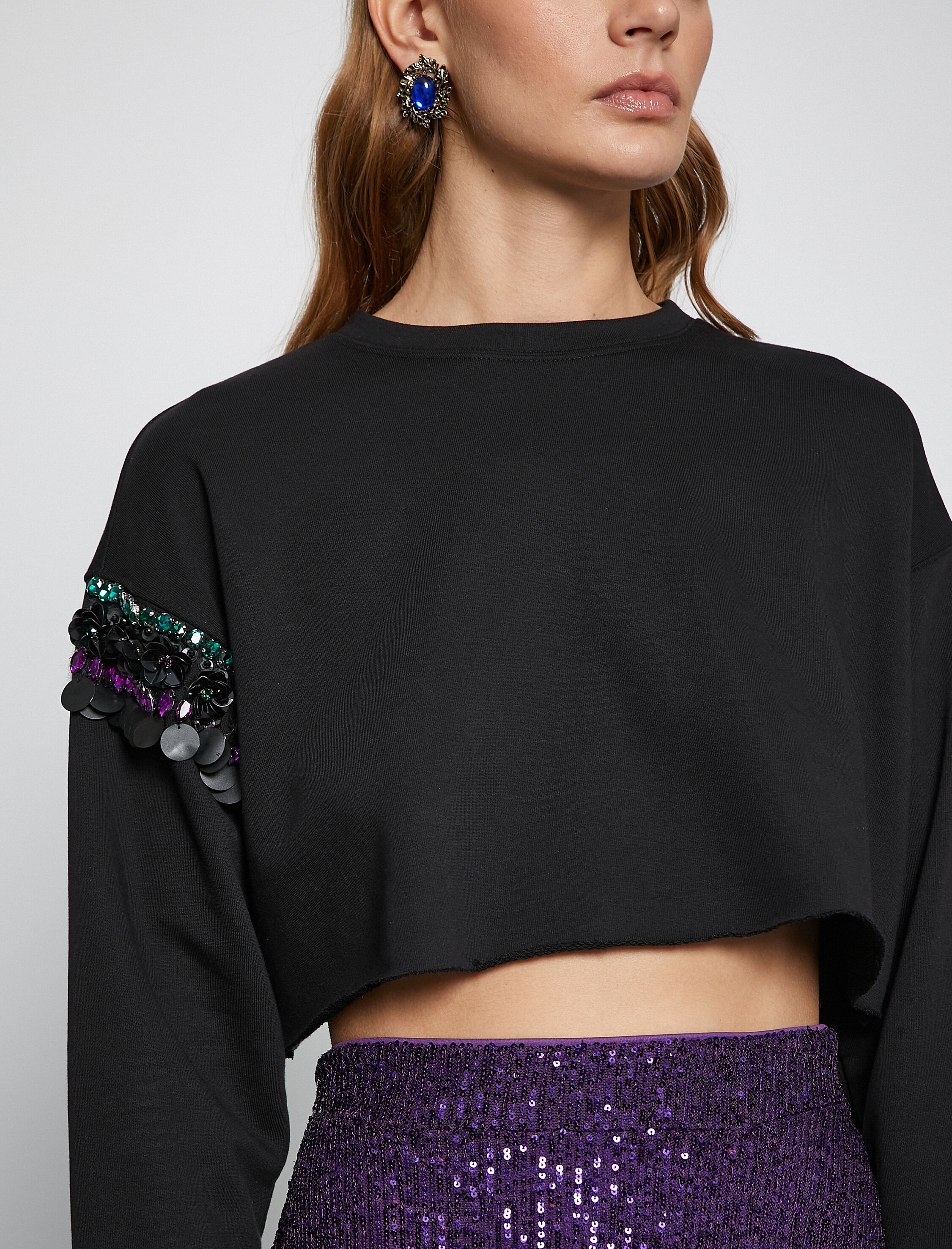   Melis Ağazat X Koton - Pul Detaylı Crop Sweatshirt