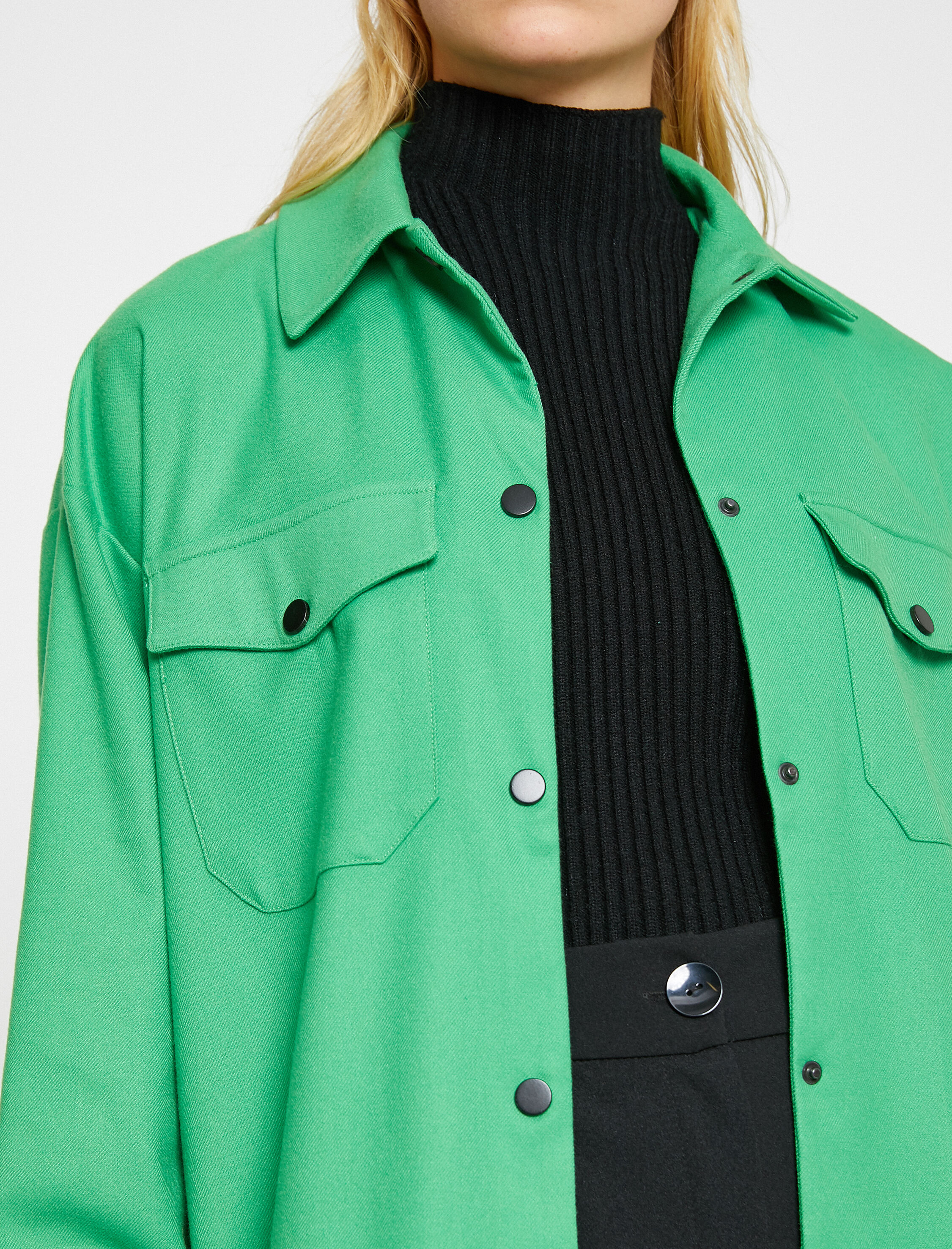   Uzun Kollu Gömlek Cepli Çıtçıtlı