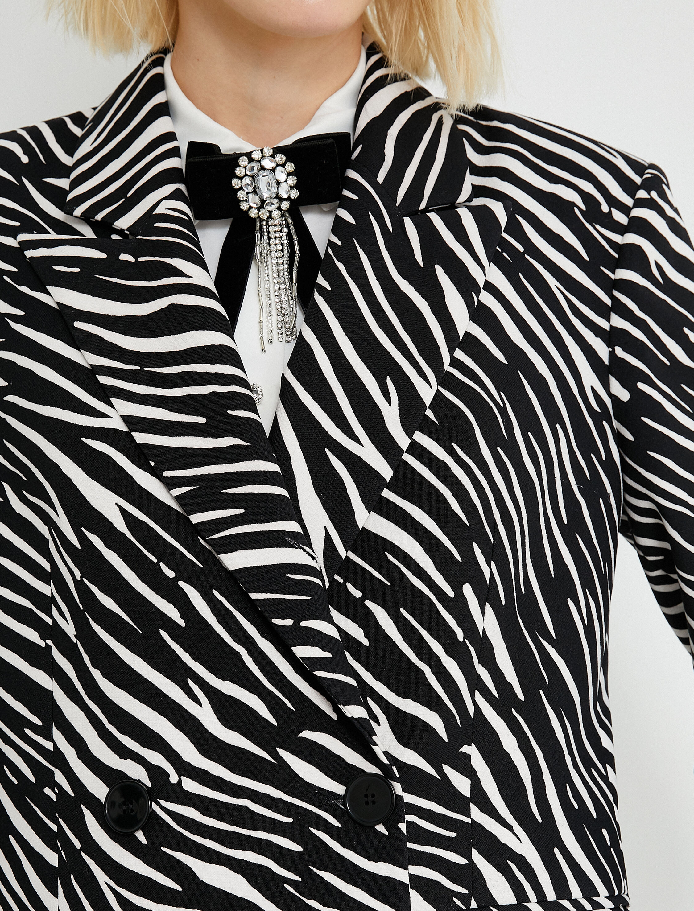   Zebra Desenli Kruvaze Blazer Ceket