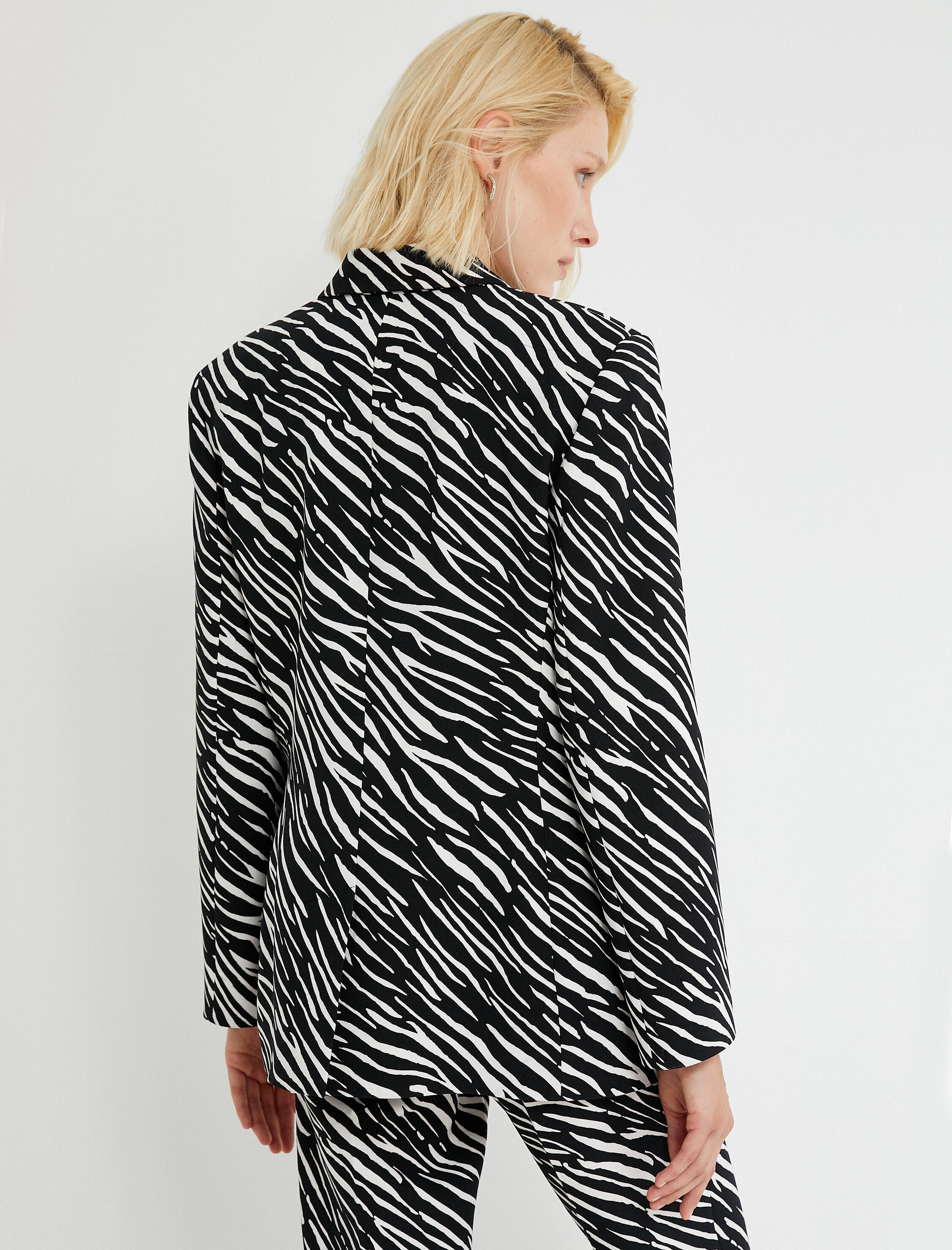   Zebra Desenli Kruvaze Blazer Ceket