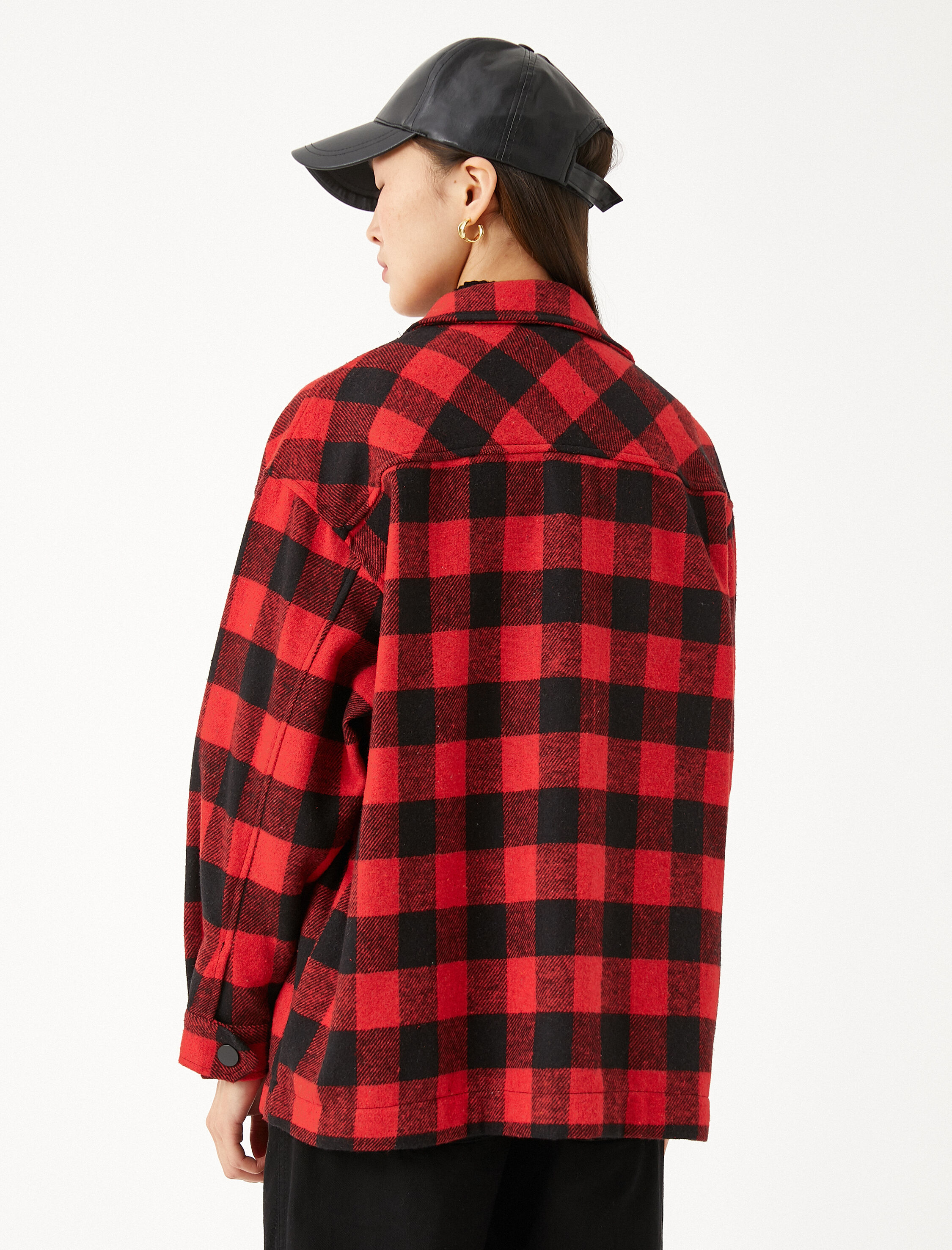   Oversize Gömlek Ceket Cep Detaylı Çıtçıtlı