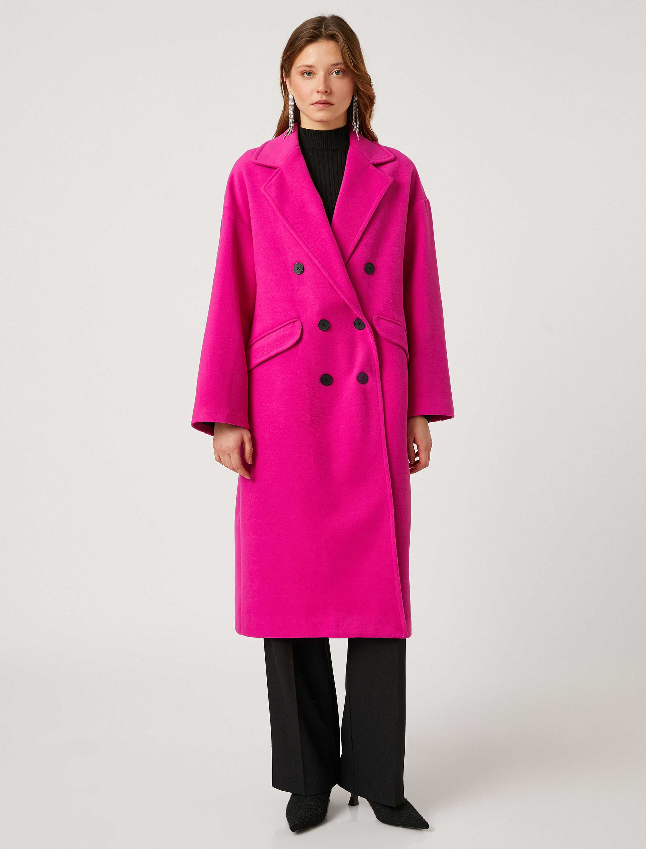   Rachel Araz X Koton - Kruvaze Düğmeli Uzun Kaban