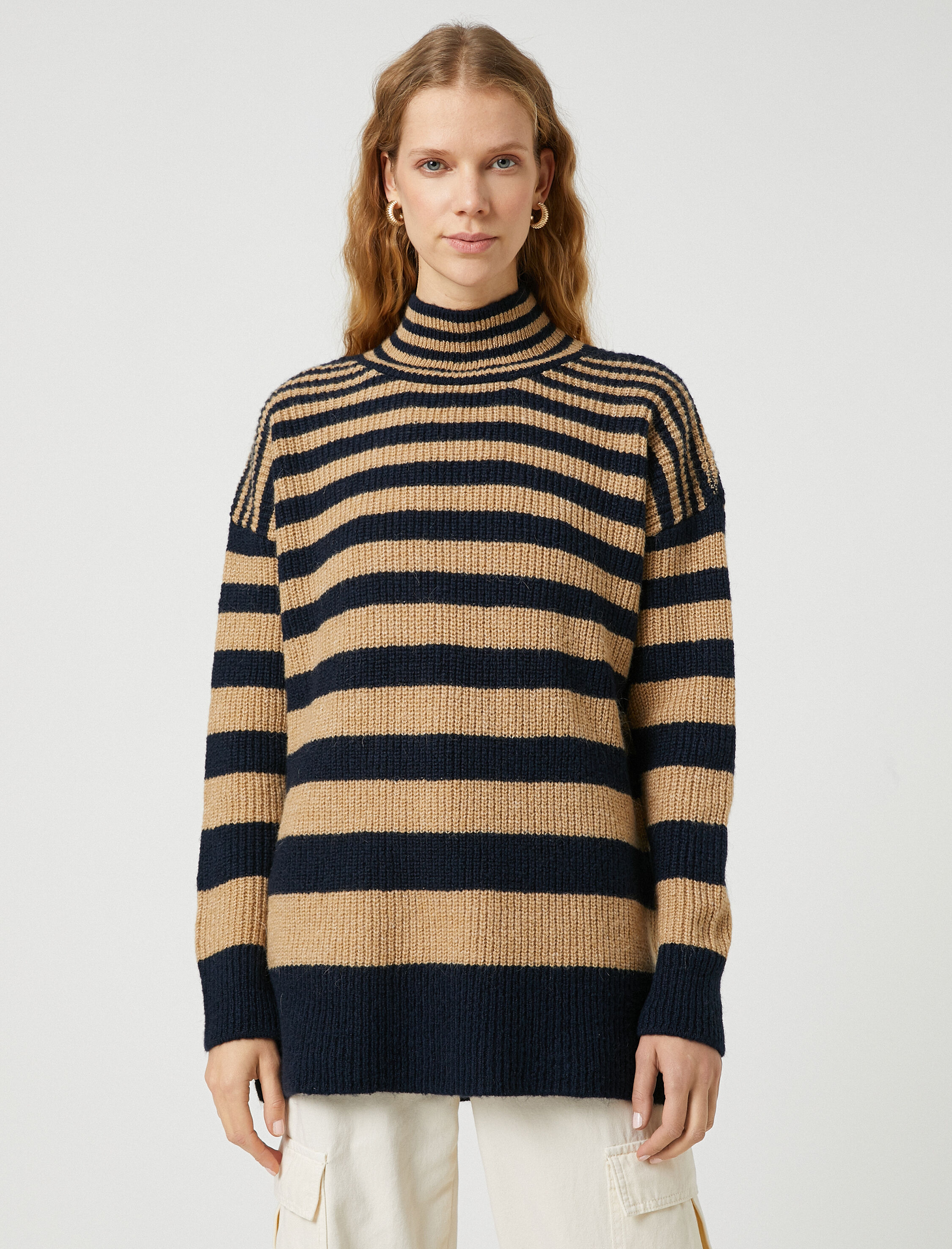   Oversize Balıkçı Yaka Kazak Uzun Kollu Triko