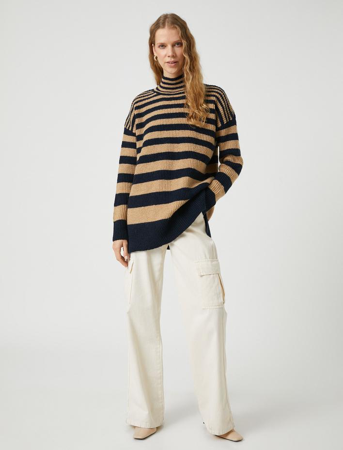  Oversize Balıkçı Yaka Kazak Uzun Kollu Triko