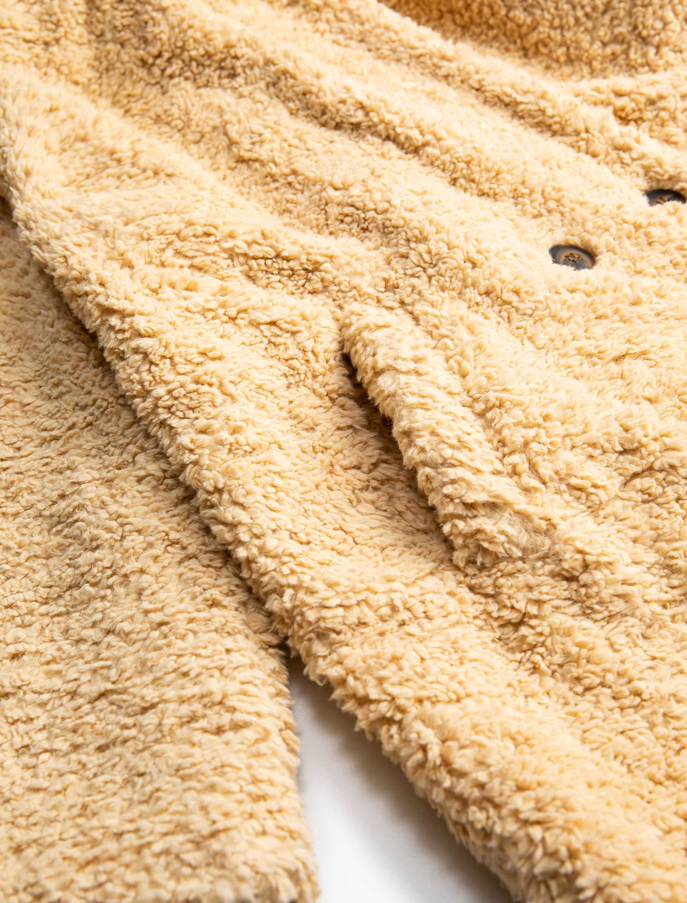   Kruvaze Oversize Peluş Kısa Kaban