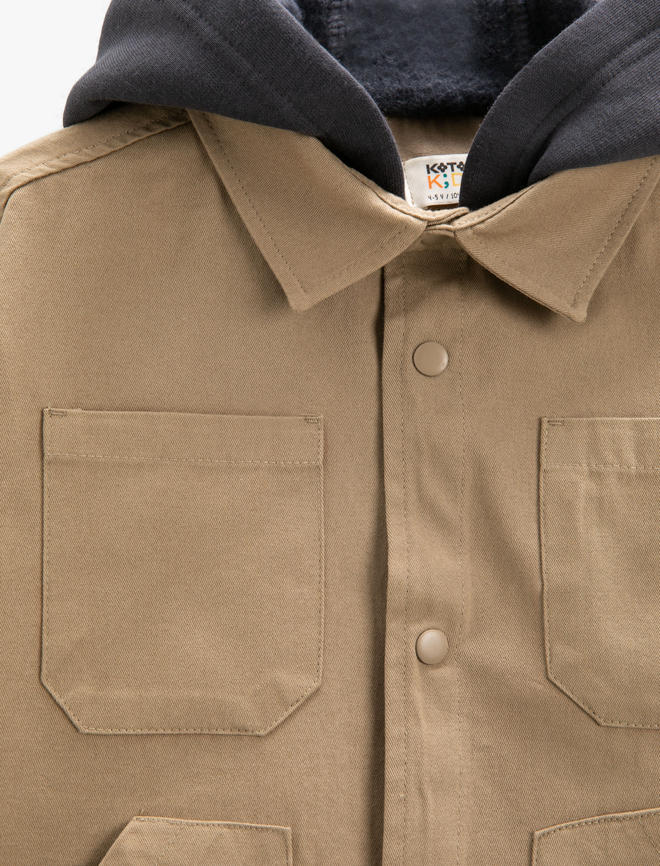 Erkek Çocuk Gömlek Ceket Kapşonlu  Oversize Cepli Arkası Baskılı Pamuklu