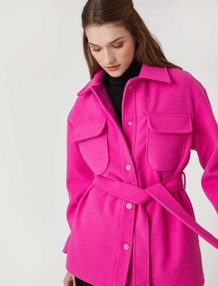  Cepli Kuşaklı Gömlek Ceket