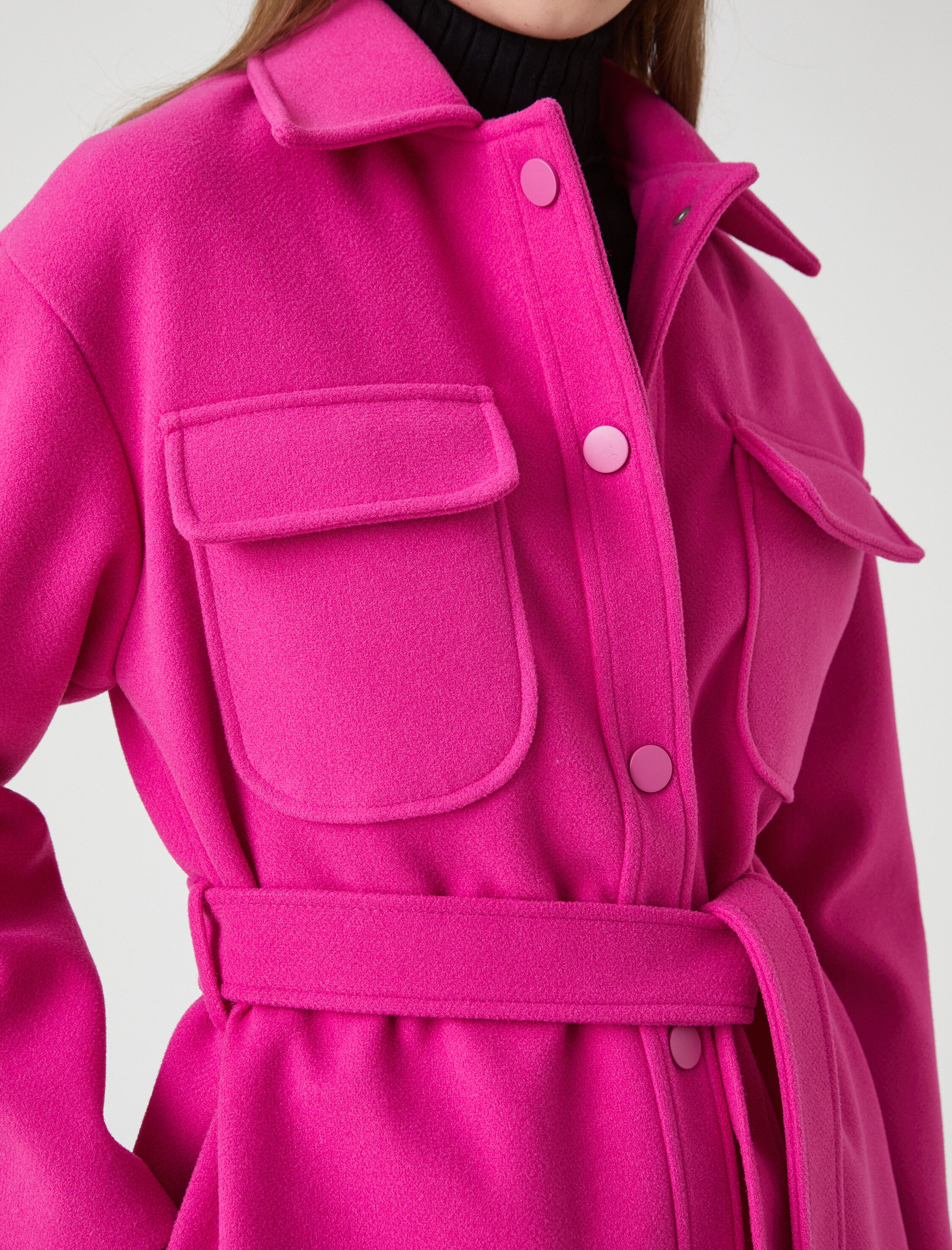   Cepli Kuşaklı Gömlek Ceket