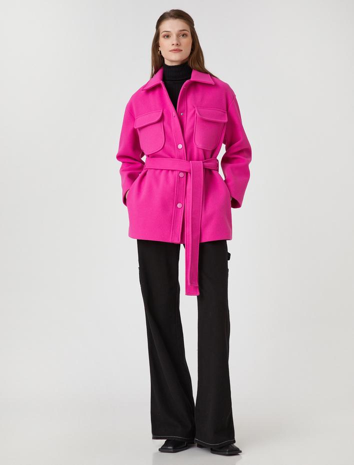  Cepli Kuşaklı Gömlek Ceket