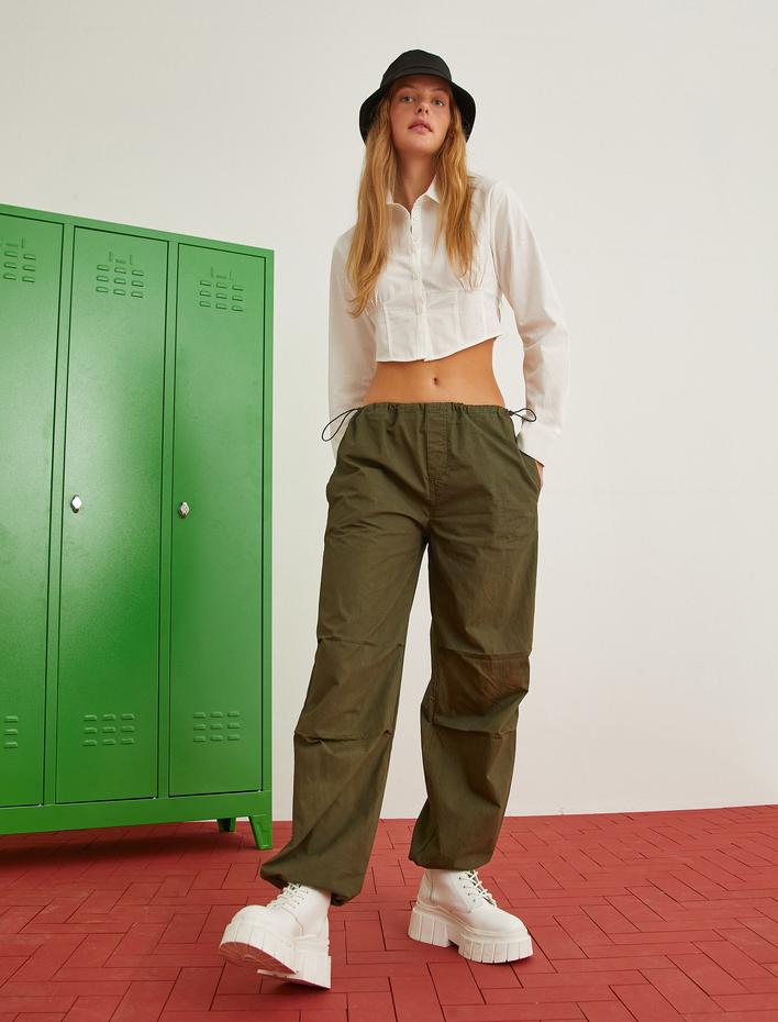  Kot Paraşüt Pantolon Cep Detaylı Beli Lastikli