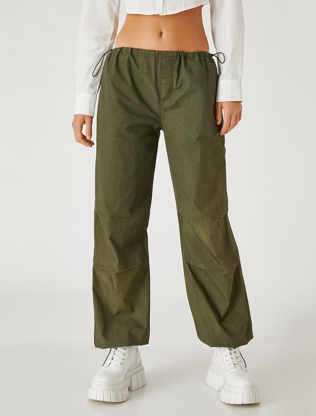   Kot Paraşüt Pantolon Cep Detaylı Beli Lastikli - Eve Jean