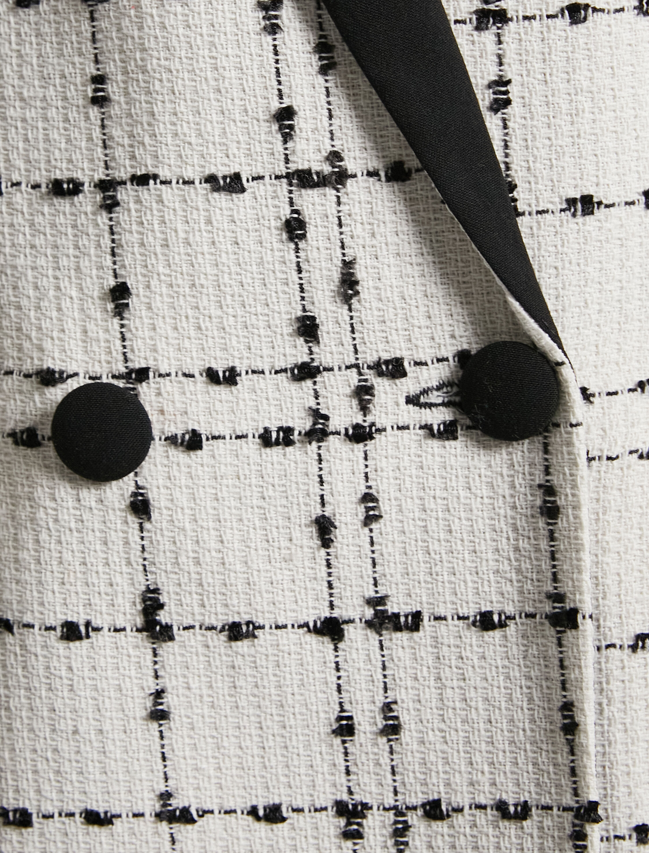   Tüvit Blazer Ceket Kruvaze Düğmeli Kontrast Detaylı