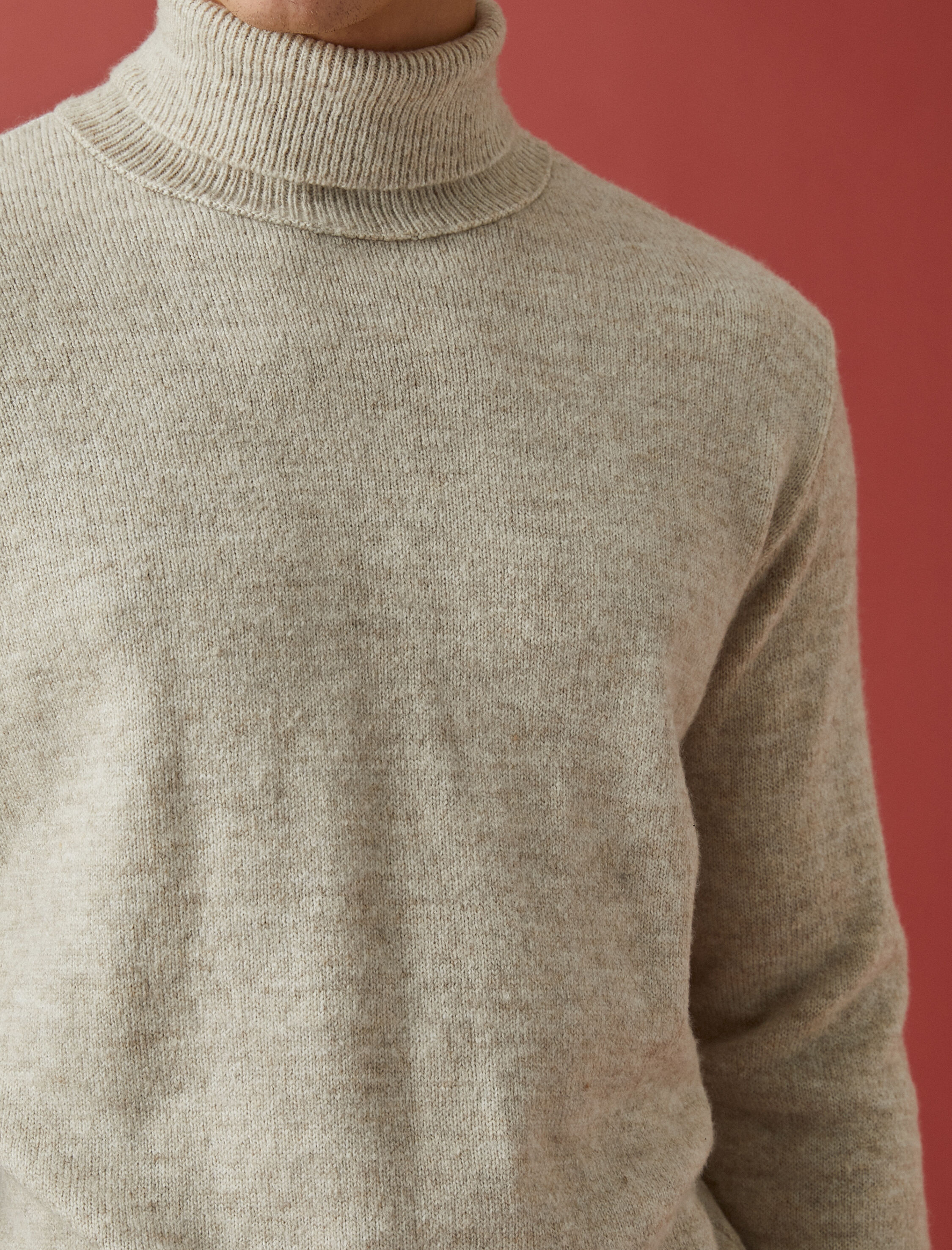   Boğazlı Triko Kazak Uzun Kollu Kırçıllı