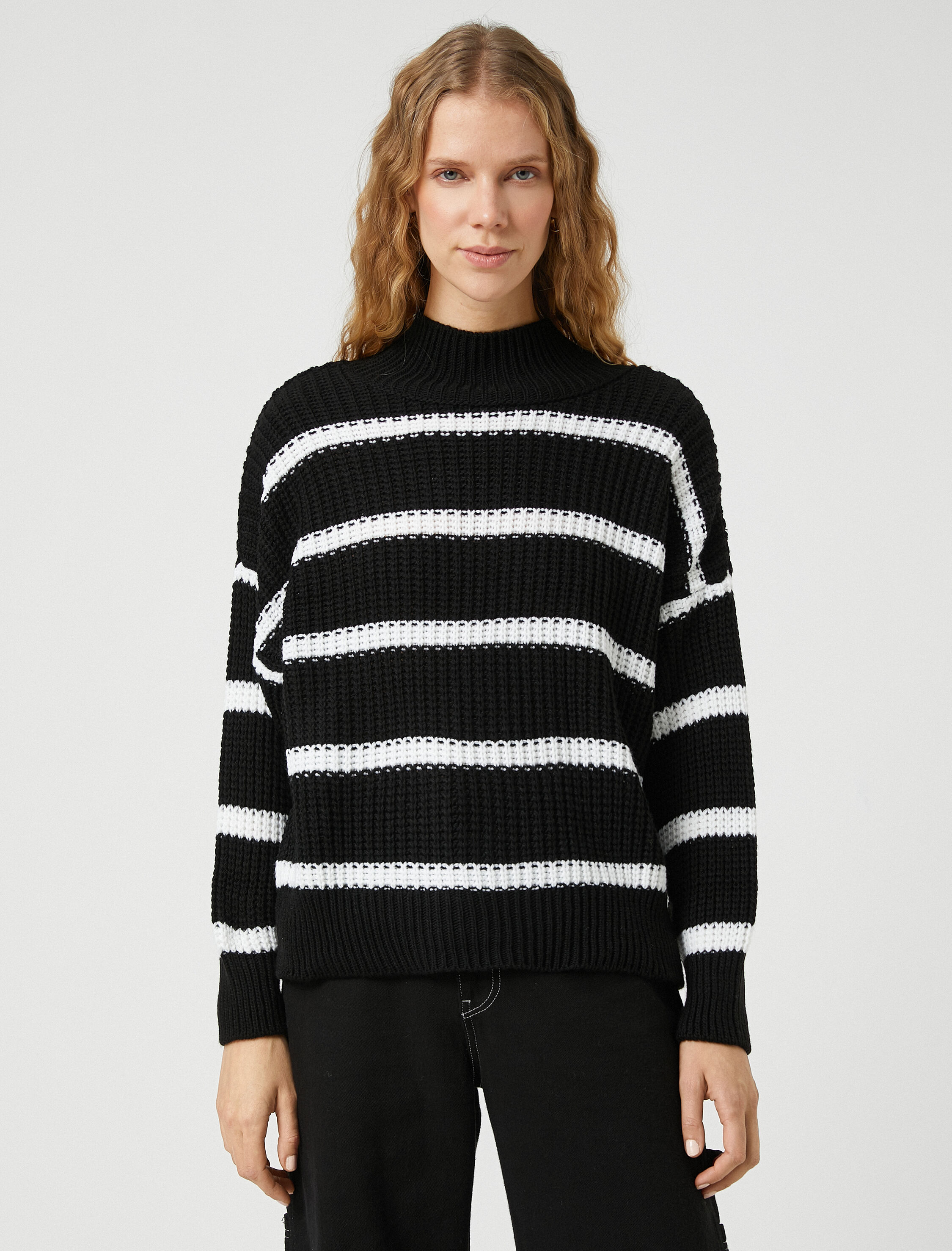   Oversize Triko Kazak Relax Fit Balıkçı Yaka Kaşmir Dokulu