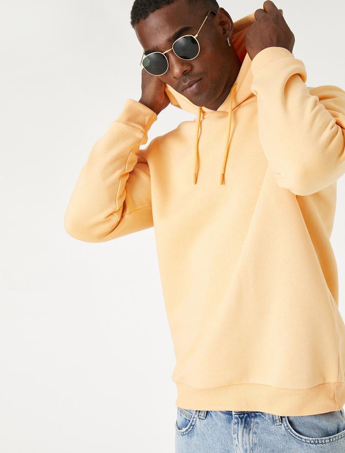  Basic Şardonlu Kapşonlu Sweatshirt