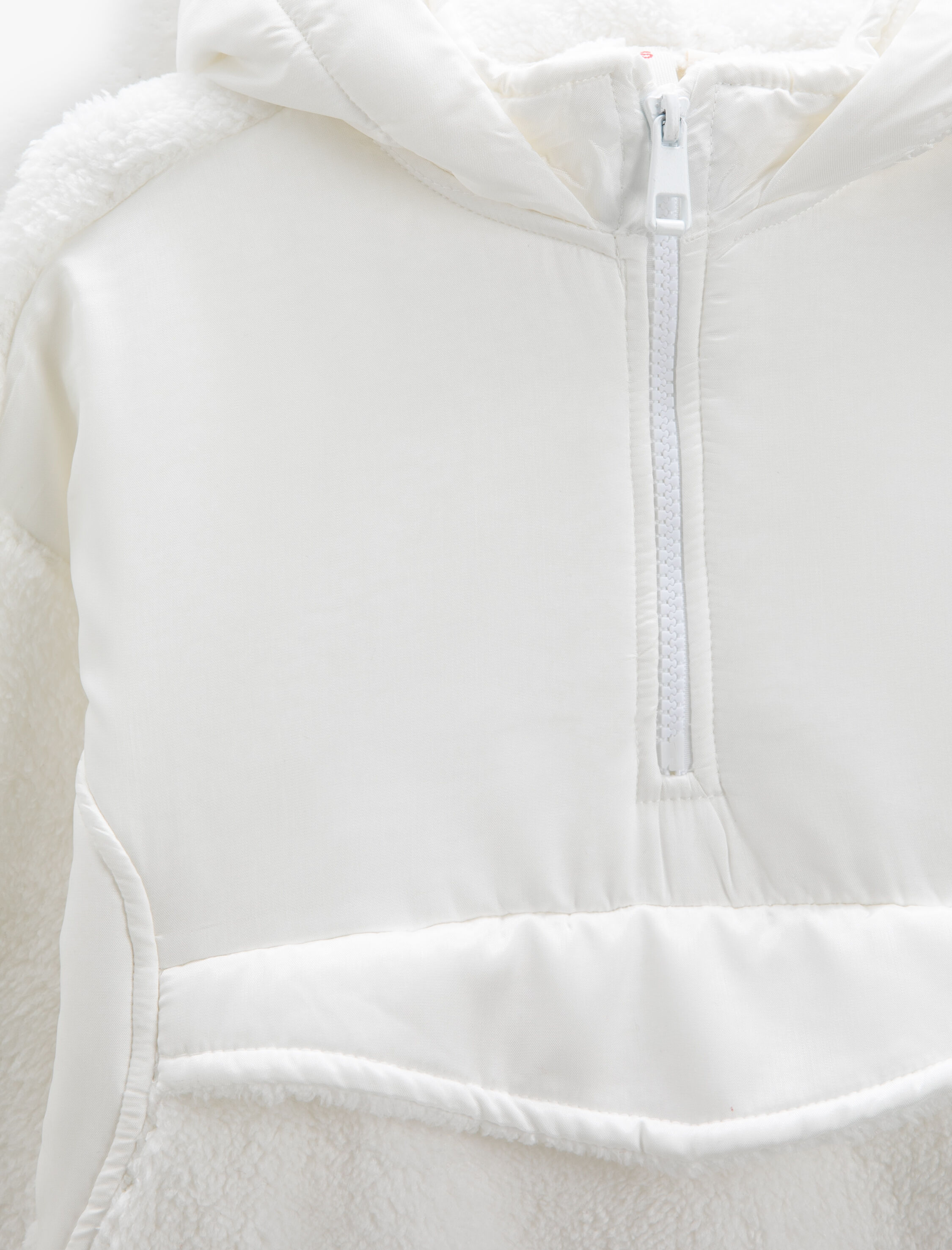  Kız Çocuk Kapşonlu Peluş Sweatshirt Yarım Fermuarlı