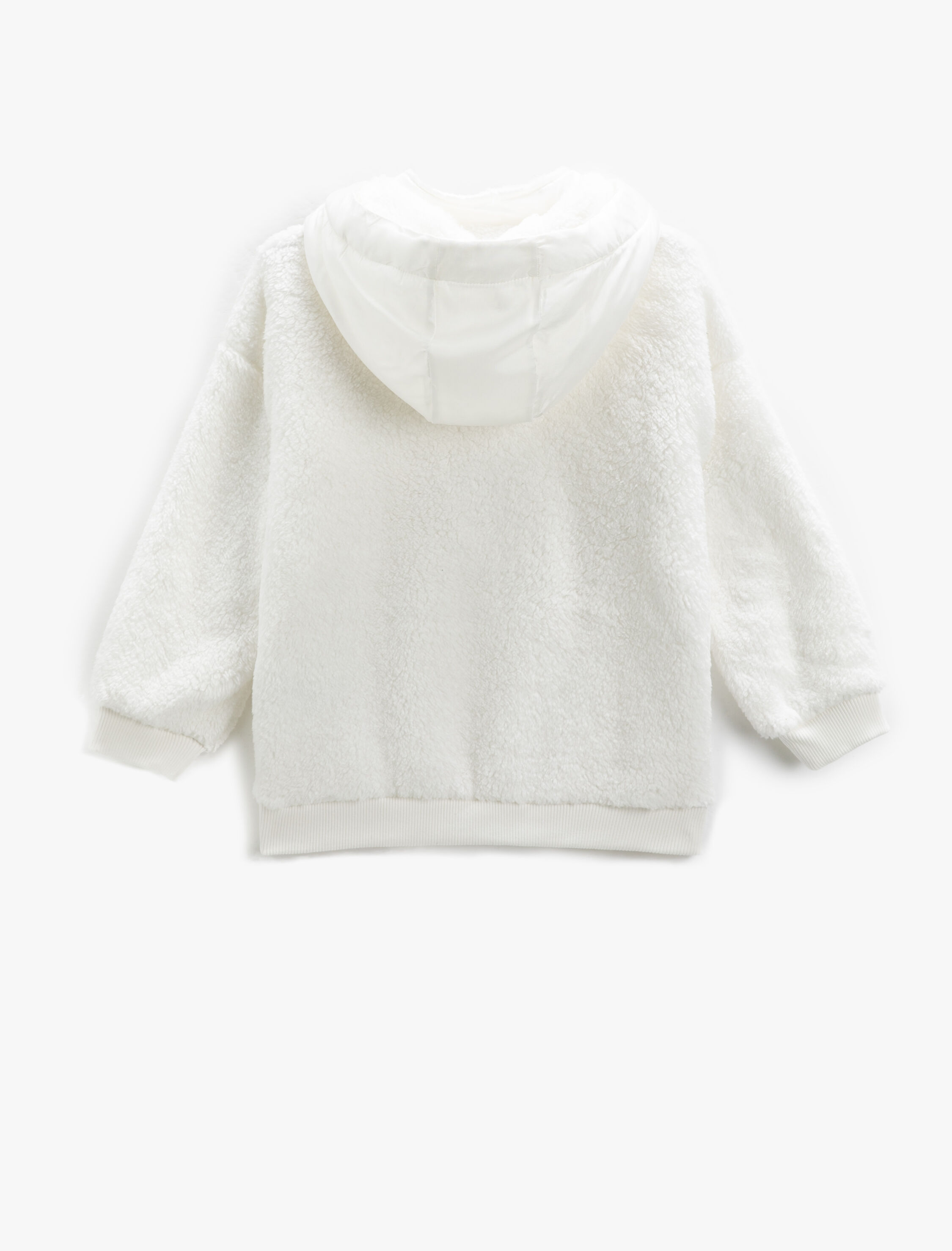  Kız Çocuk Kapşonlu Peluş Sweatshirt Yarım Fermuarlı