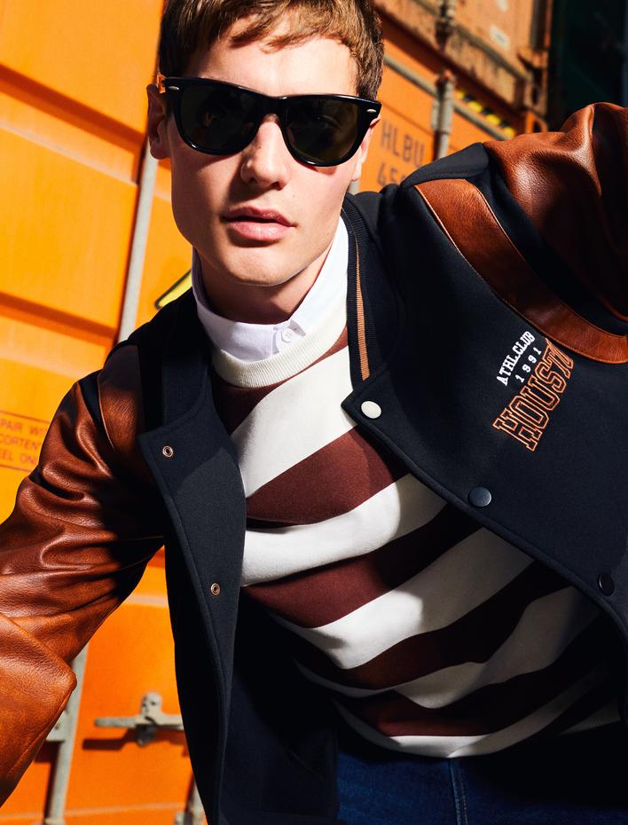  Bisiklet Yaka Sweatshirt Uzun Kollu