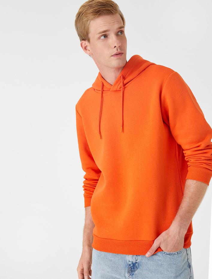  Basic Şardonlu Kapşonlu Sweatshirt