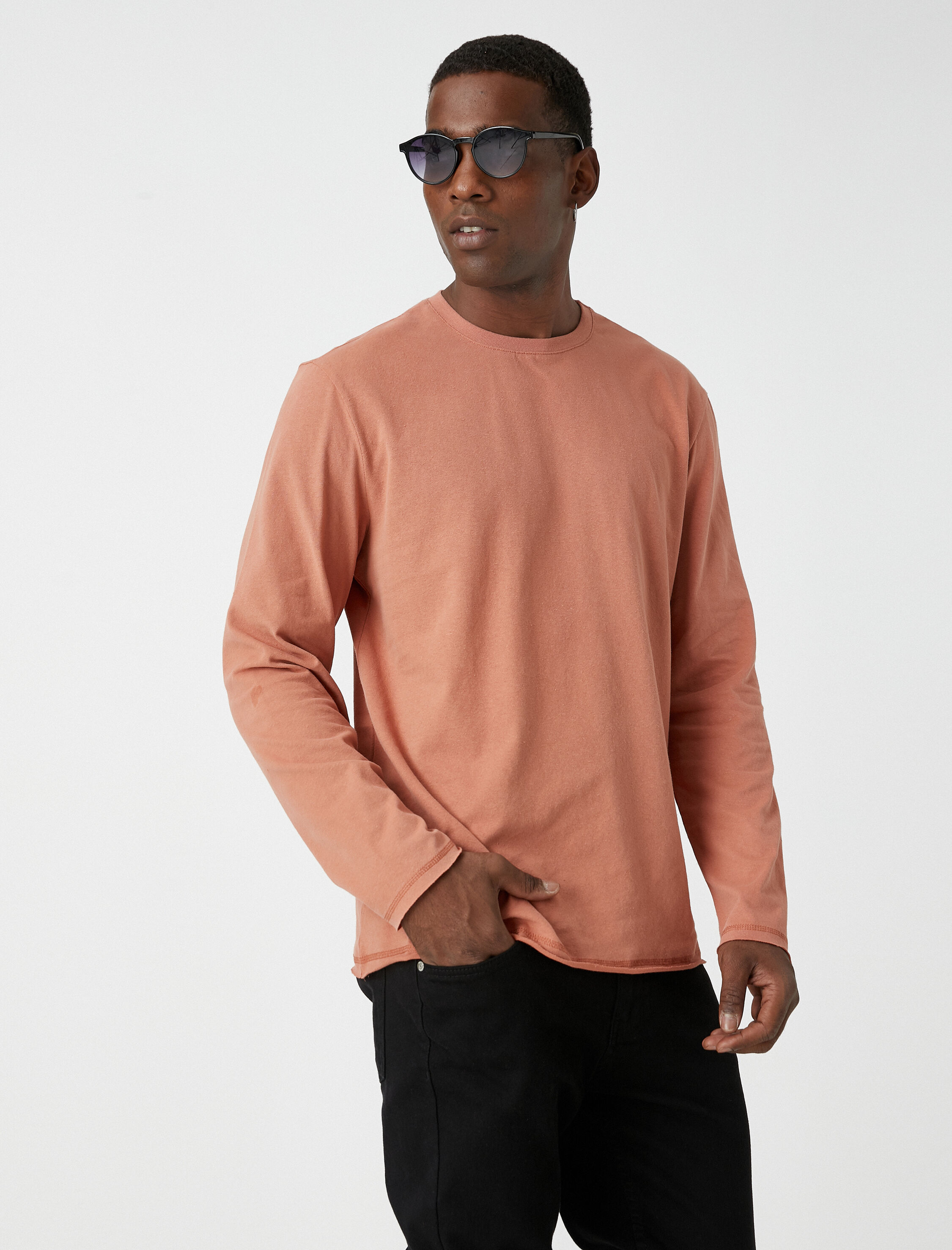   Uzun Kollu Tişört Bisiklet Yaka