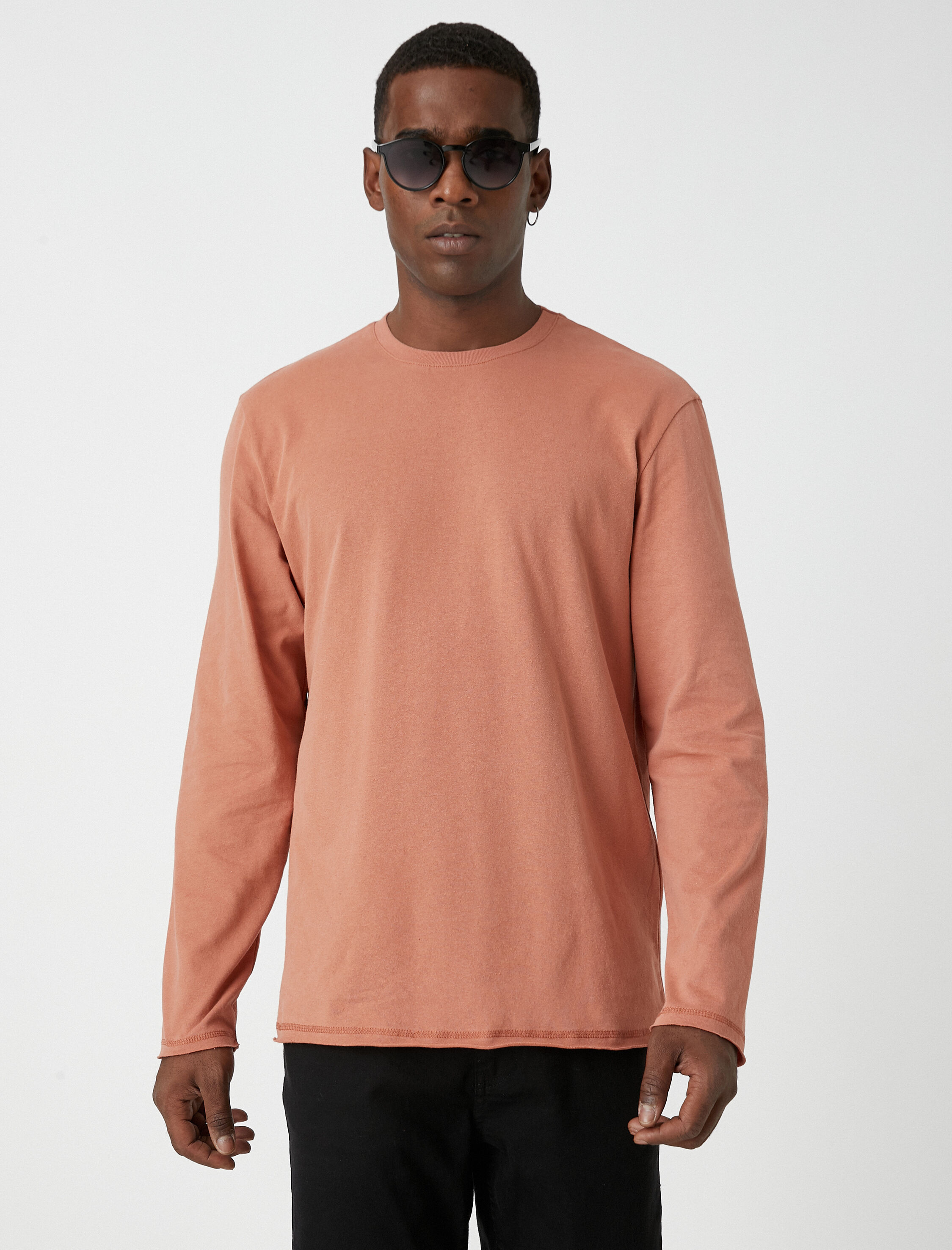   Uzun Kollu Tişört Bisiklet Yaka