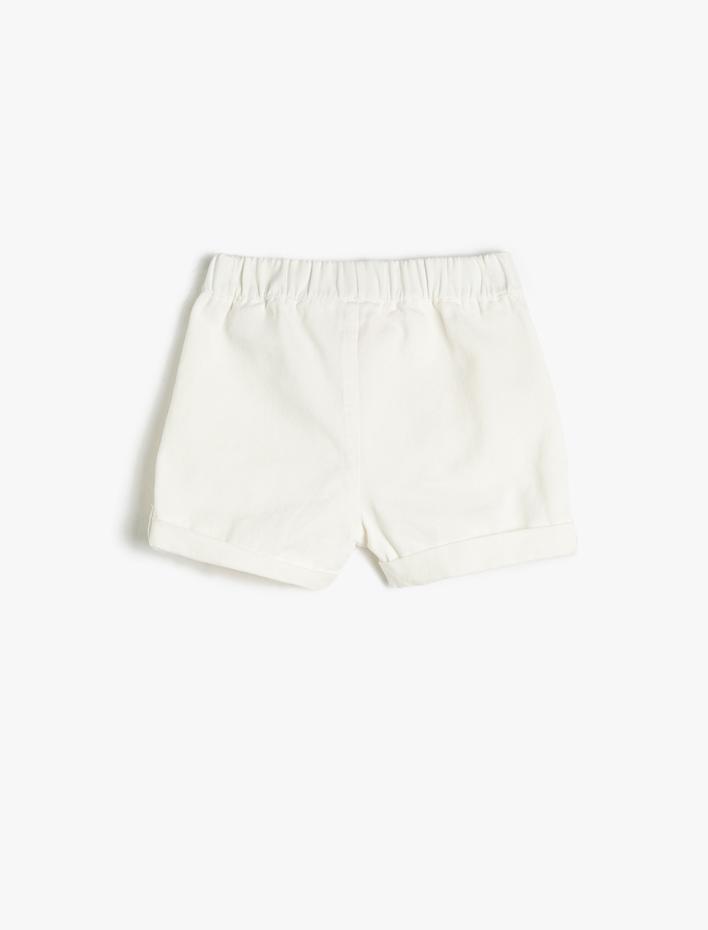 Erkek Bebek Şort Beli Bağlamalı Cepli Pamuklu