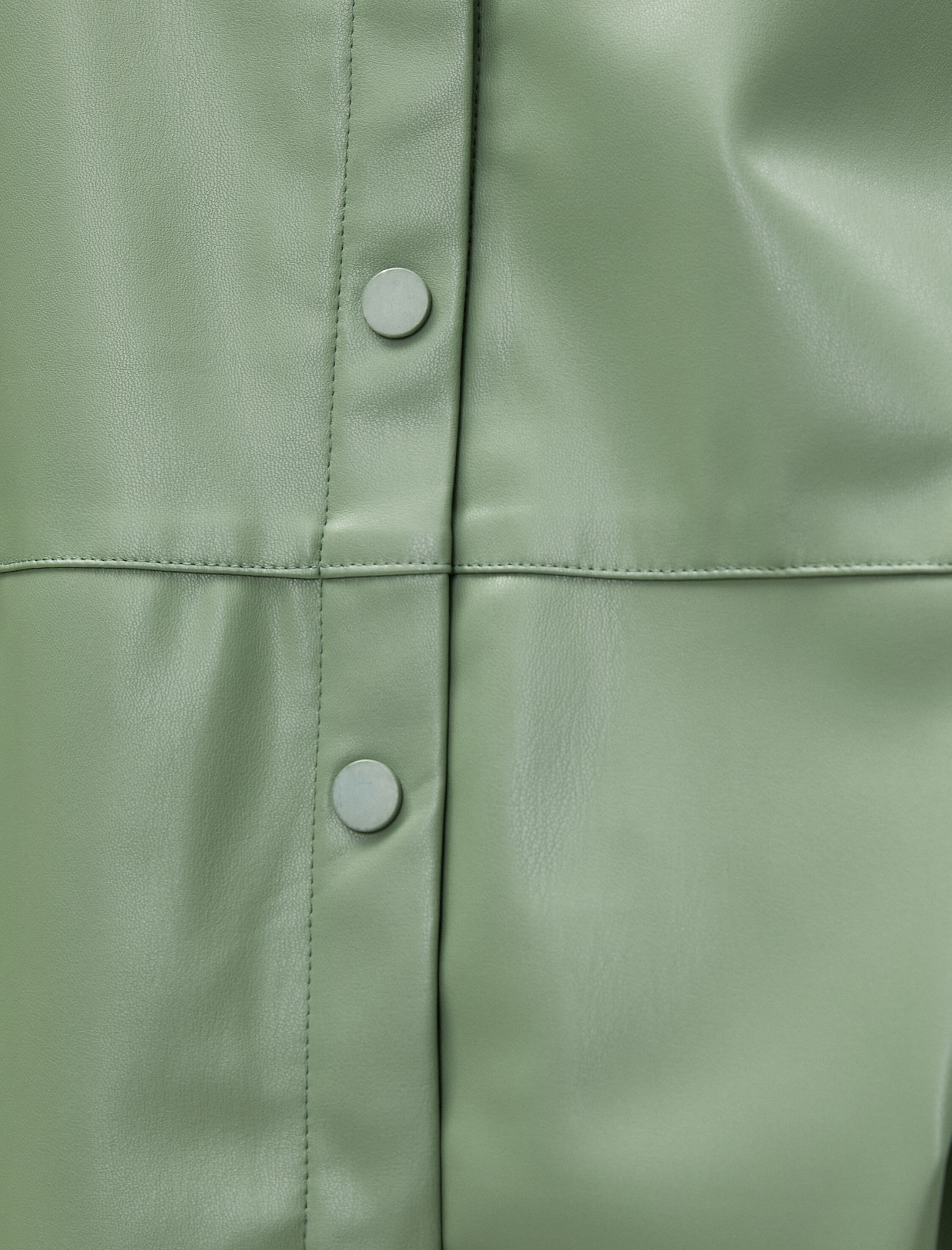   Suni Deri Gömlek Ceket Çıtçıtlı Yırtmaç Detaylı