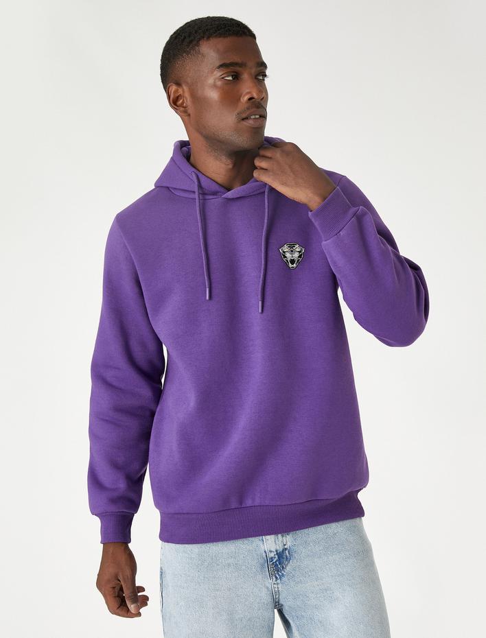  Hayvan Baskılı Sweatshirt Kapşonlu