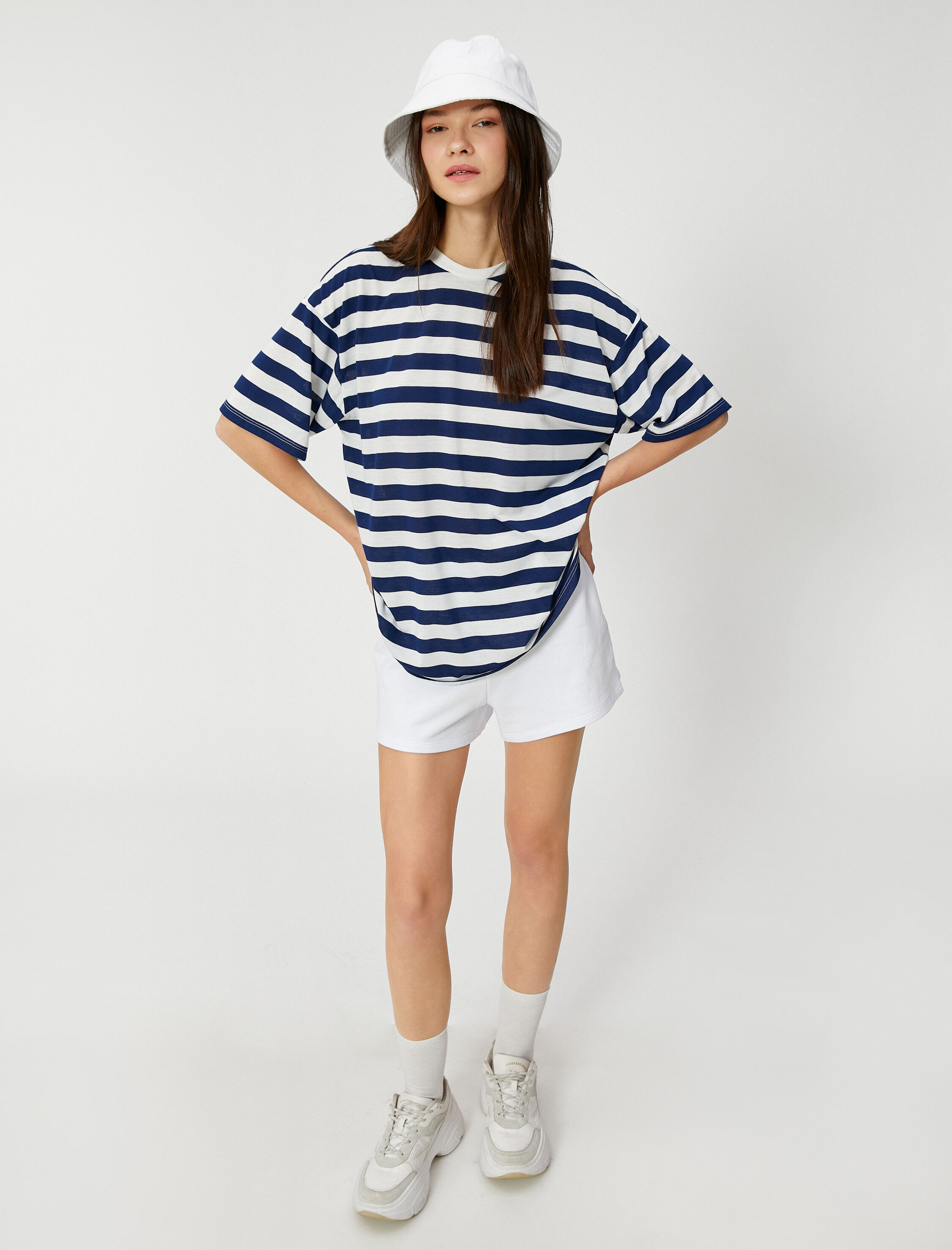   Kısa Kollu Tişört Bisiklet Yaka Viskon Karışımlı