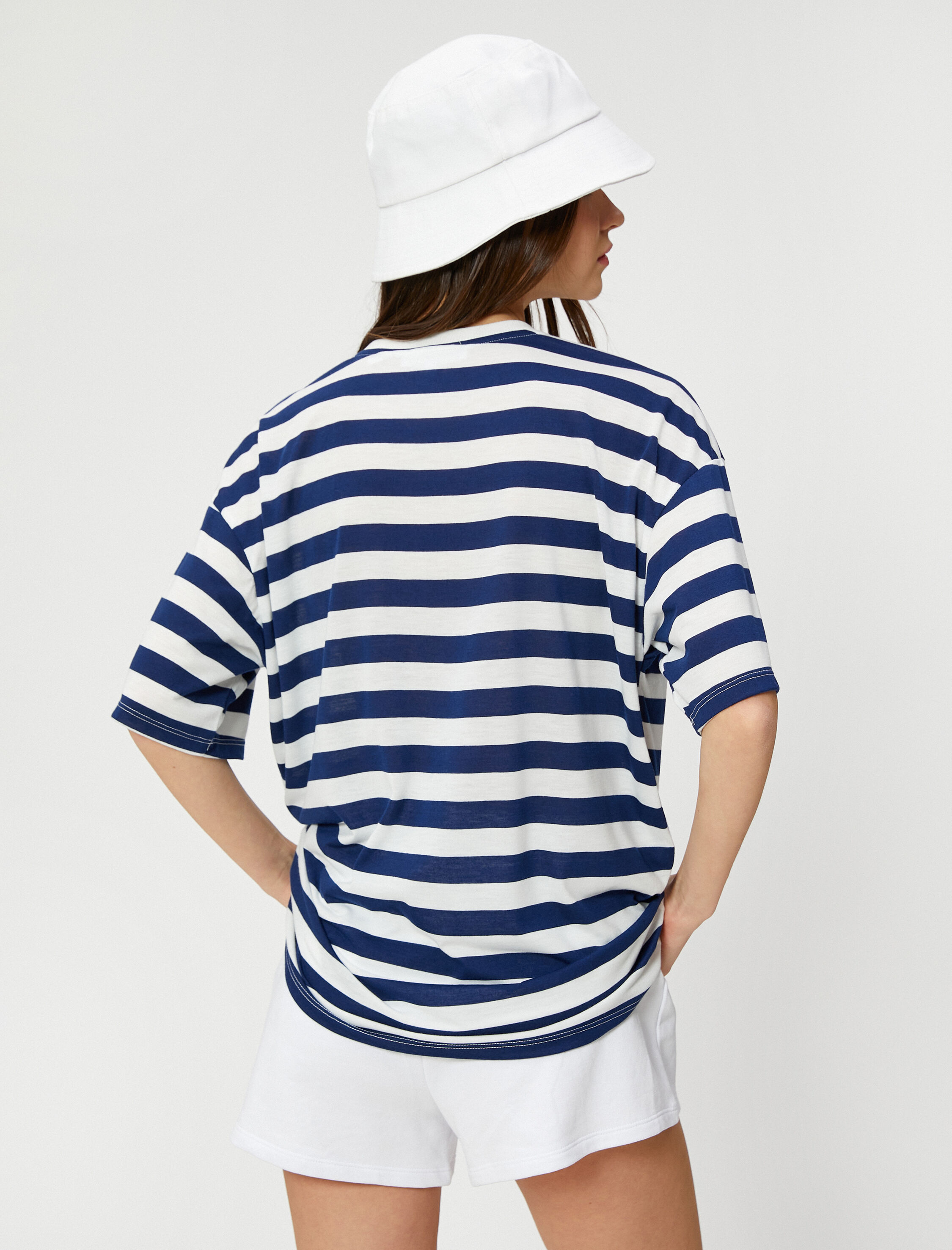   Kısa Kollu Tişört Bisiklet Yaka Viskon Karışımlı